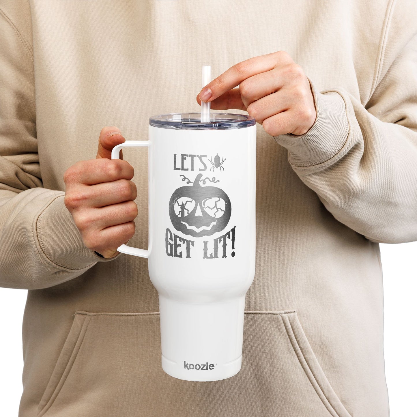 Personalized Insulated Tumbler with Lid, 40oz - Perfect for Parties, Gifts, Travel, Halloween, Get Lit Design