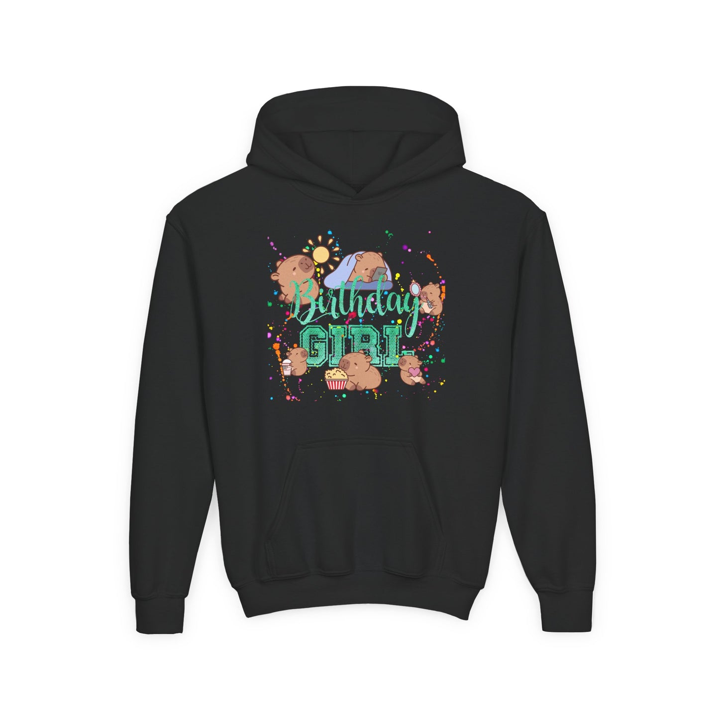 Cute Animal Girl Hoodie, Youth Sweatshirt for Girls, Fun Layer for Everyday, Birthday Gift, Cozy Winter Wear, Animal Lover Apparel
