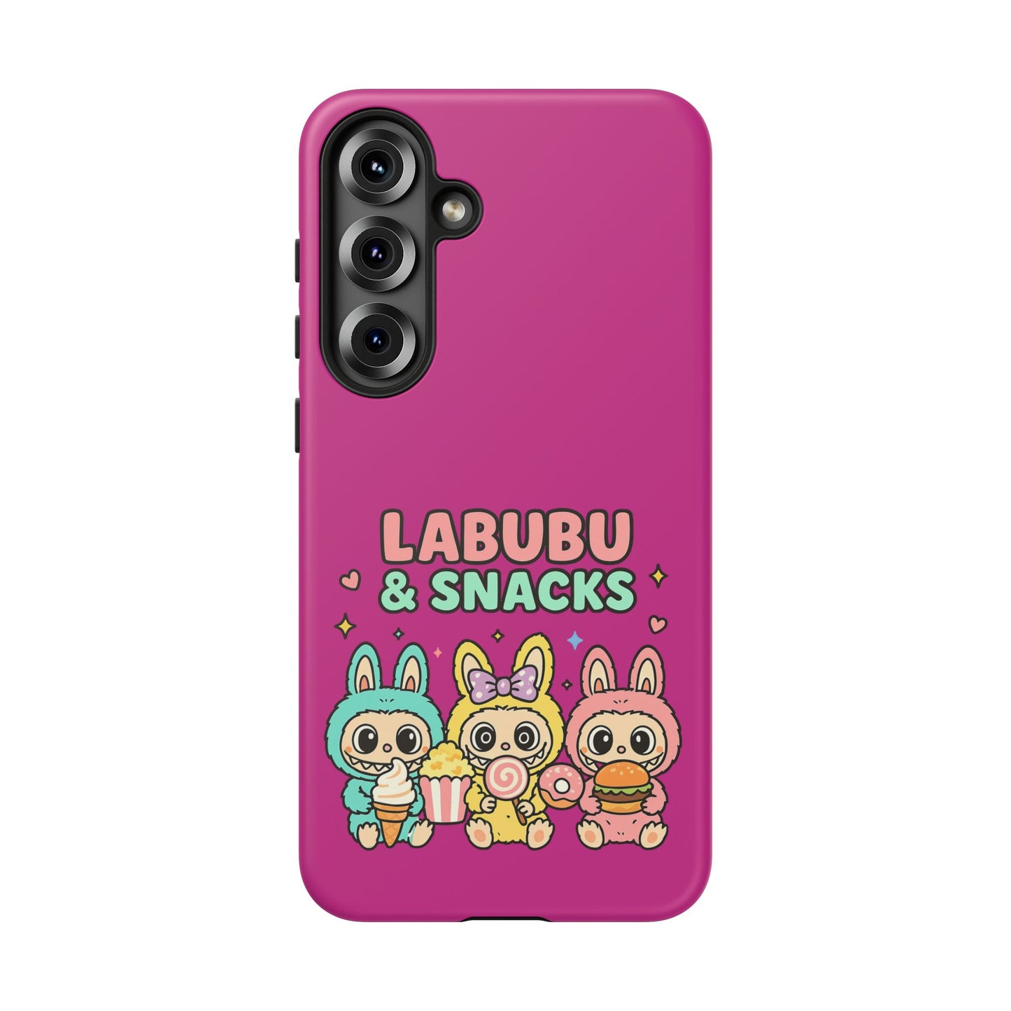 Cute Character Phone Case - Labubus & Snacks, Kawaii Accessories, Gift for Food Lovers, Fun Phone Cover, Cute Tech Gear