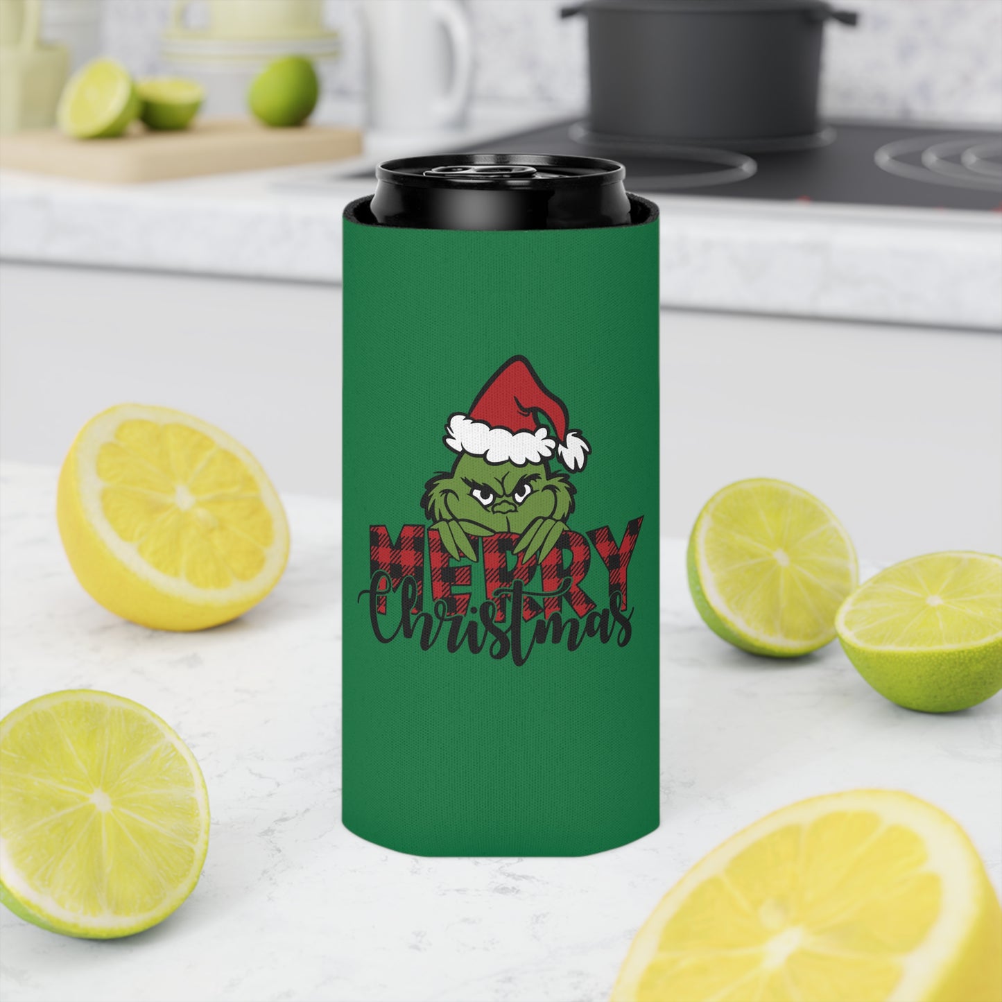 Grinch Holiday Can Cooler, Funny Drink Holder, Christmas Beer Sleeve, Gifts for Grinch Fans, Holiday Party Accessories