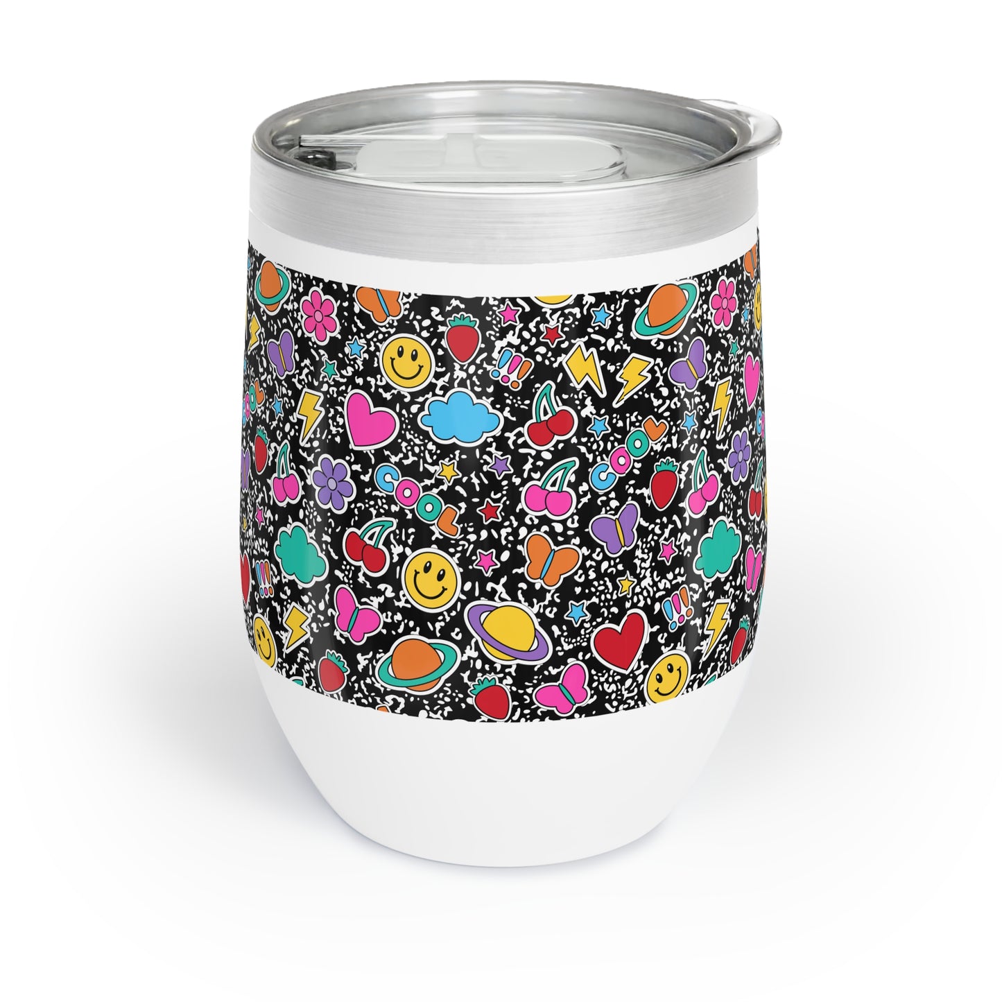 Chill Wine Tumbler, Fun Vibe Wine Cup, Colorful Travel Tumbler, Gift for Wine Lovers, Summer Picnic Essential