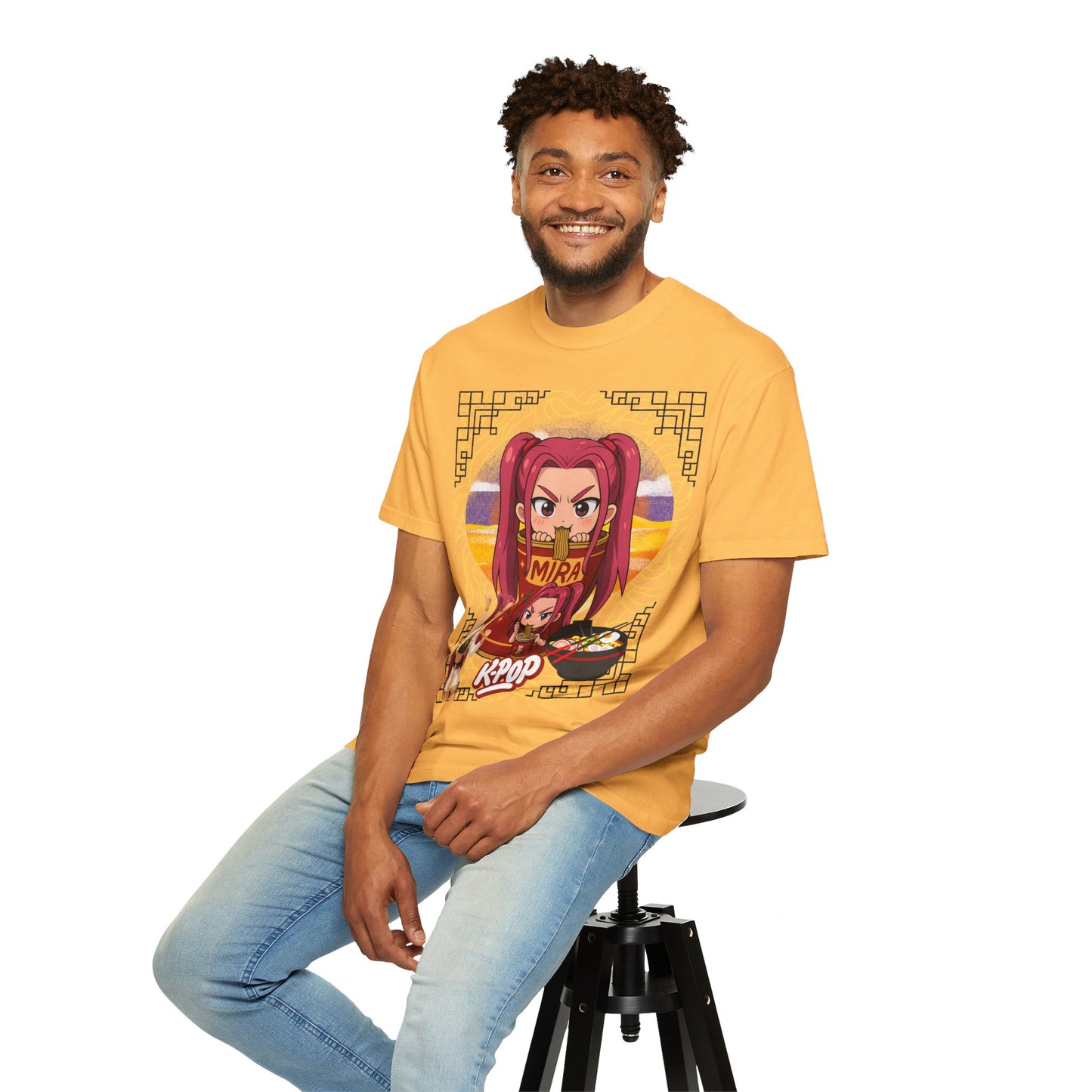 K-Pop Inspired Garment-Dyed T-Shirt, Trendy Streetwear, Anime Fan Apparel, Casual Wear, Gifts for Music Lovers