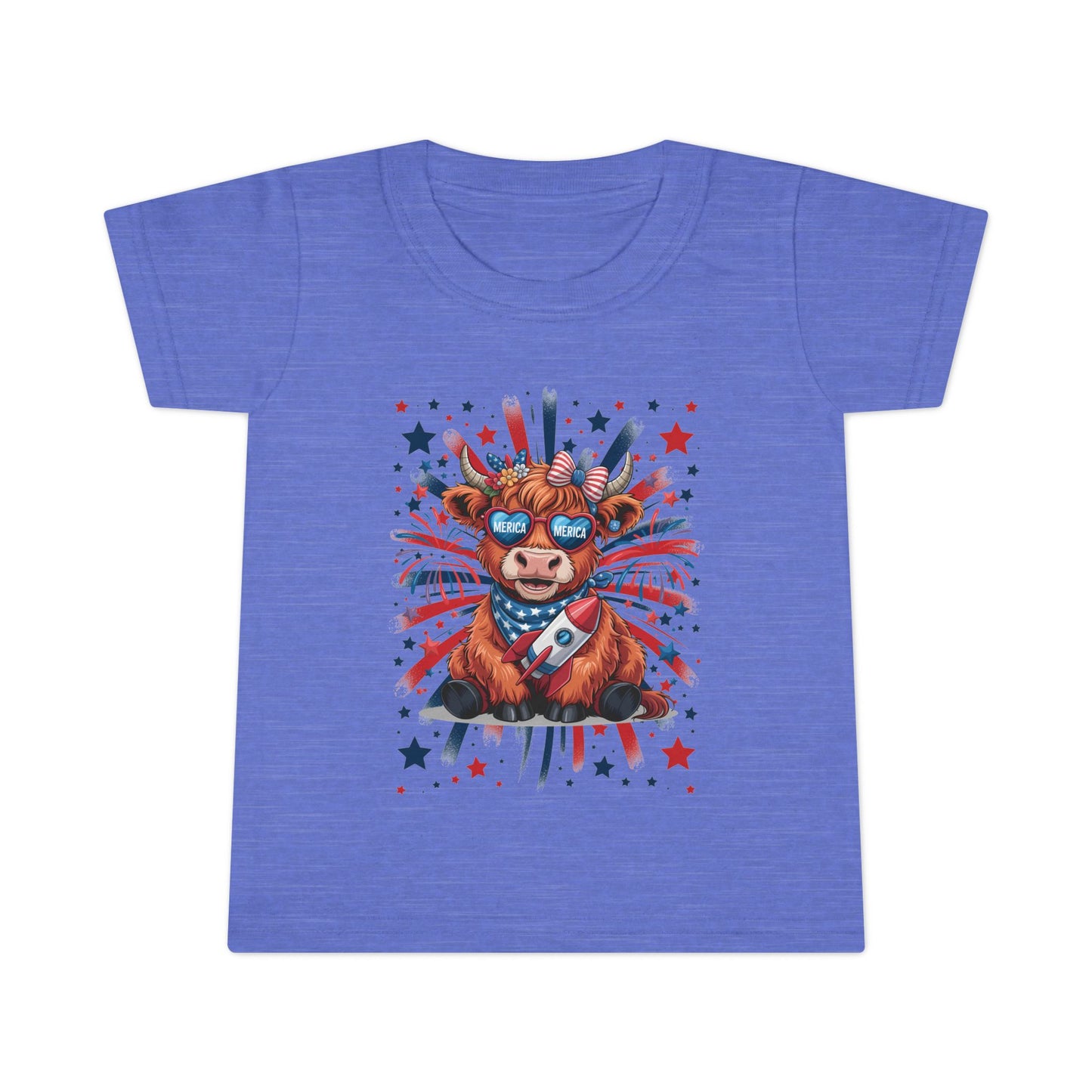 Patriotic Toddler T-Shirt with Cool Cow Design, Kids Independence Day Shirt, Baby Gift, Toddler Summer Top, Cute Animal Graphic Tee