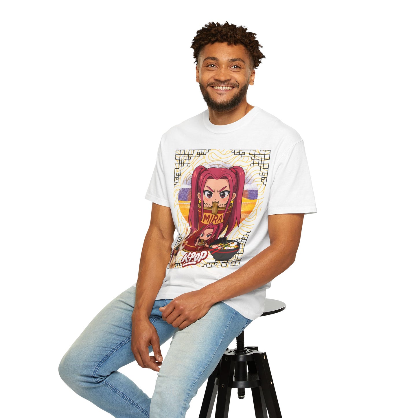K-Pop Inspired Garment-Dyed T-Shirt, Trendy Streetwear, Anime Fan Apparel, Casual Wear, Gifts for Music Lovers