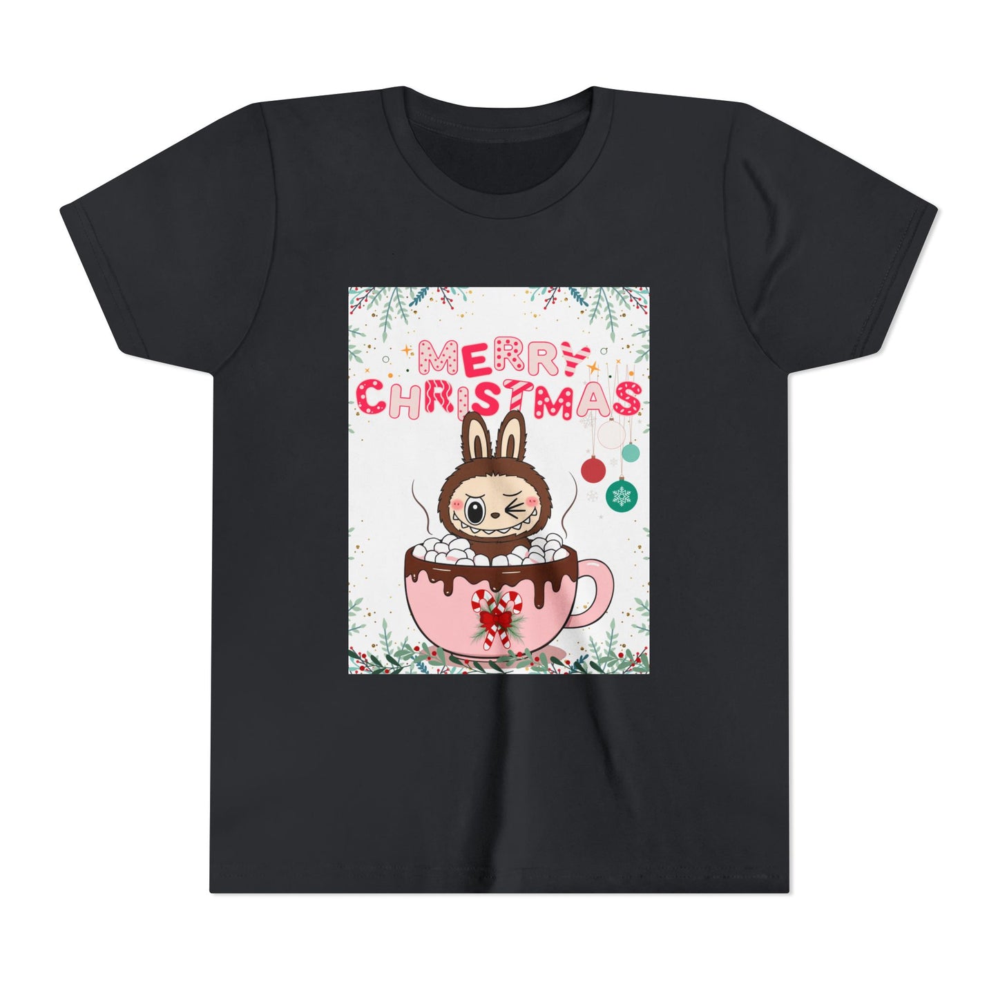 Christmas Bunny Youth Tee, Merry Christmas Shirt, Cute Holiday T-Shirt, Kids Christmas Apparel, Festive Youth Shirt