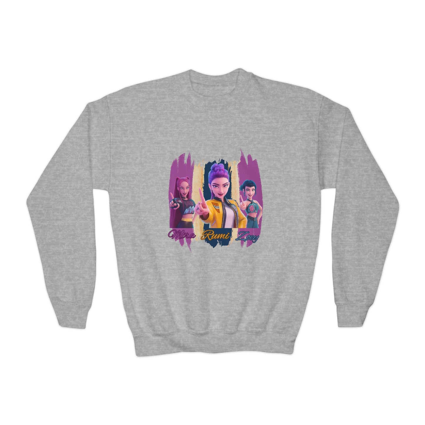 Vibrant Youth Crewneck Sweatshirt with Colorful Designs, Cozy Pullover for Kids, Unisex Sweatshirt, Great for Gifts, Cool Streetwear