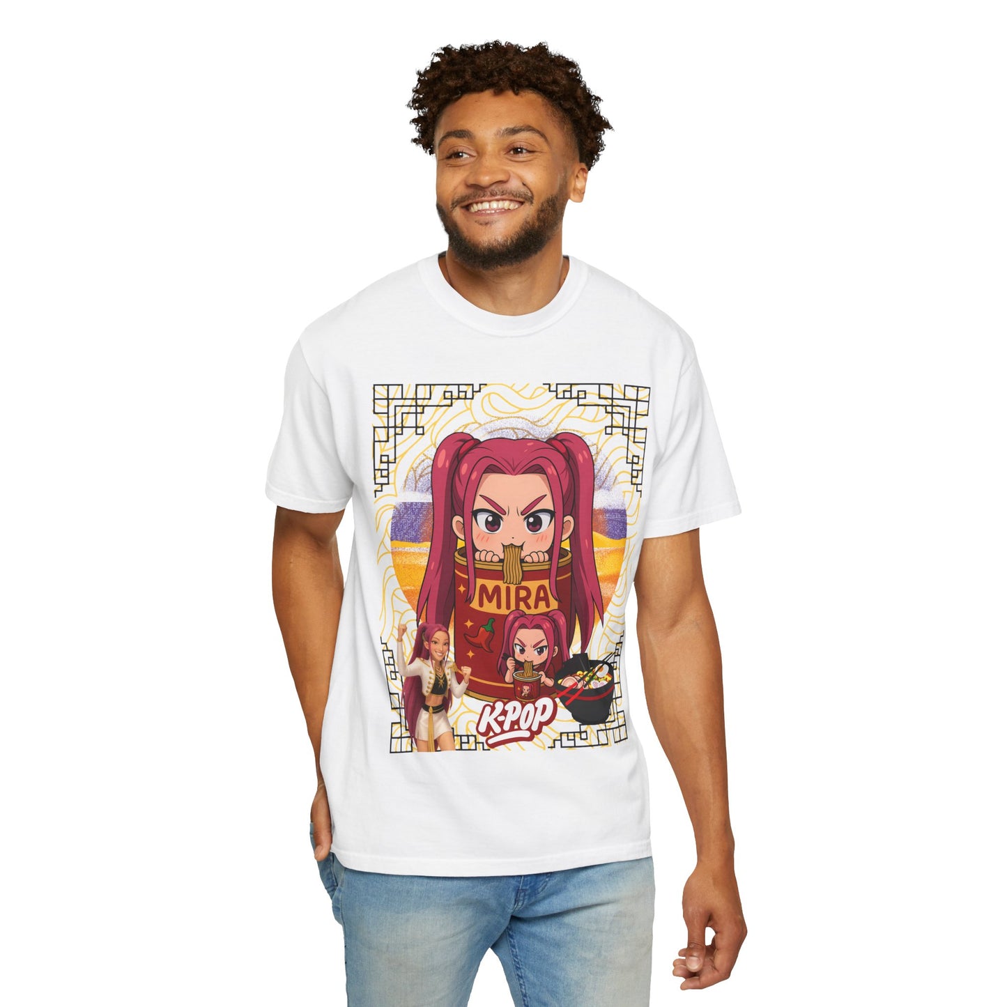 K-Pop Inspired Garment-Dyed T-Shirt, Trendy Streetwear, Anime Fan Apparel, Casual Wear, Gifts for Music Lovers