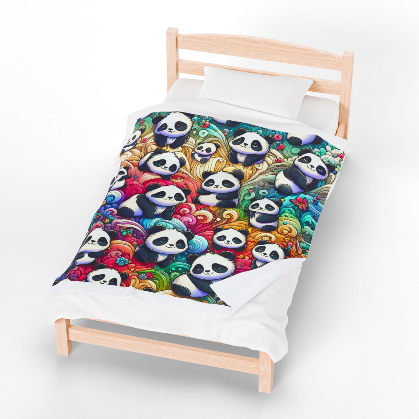 Panda Print Plush Blanket, Cozy Throw for Kids, Soft Snuggle Blanket, Cute Nursery Decor, Unique Gift for Animal Lovers