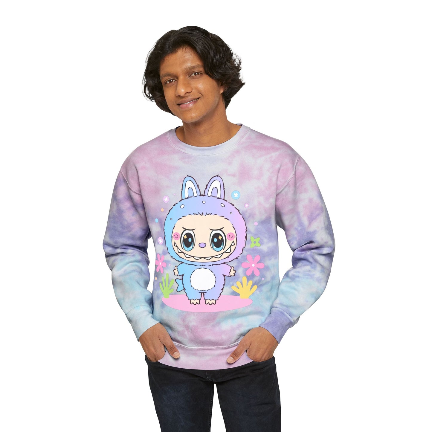 Cute Bunny Tie-Dye Sweatshirt, Unisex Tie-Dye Pullover, Pastel Cozy Sweatshirt, Unique Tie-Dye Apparel, Casual Fun Gift