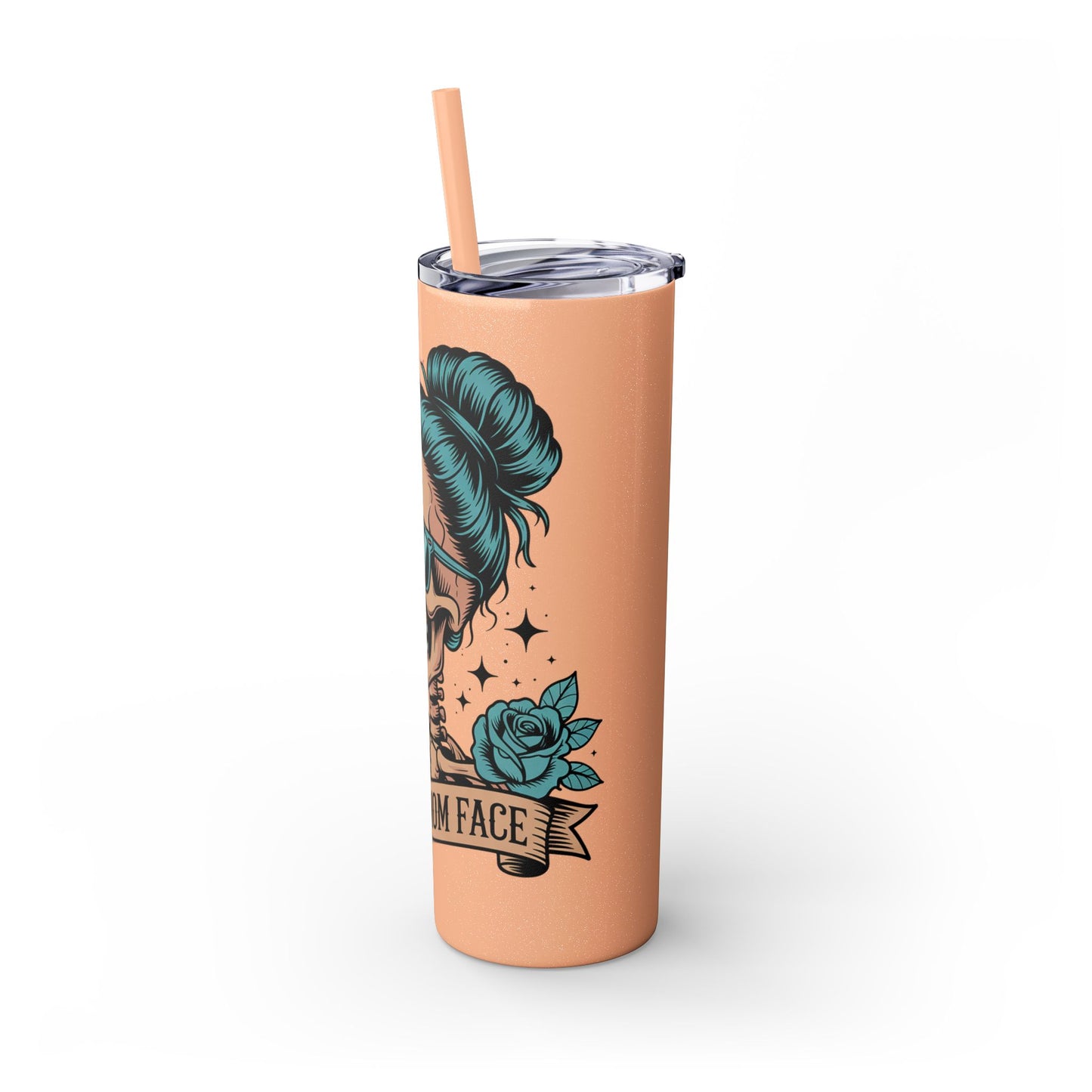 Funny Skull Mom Tumbler, Cool Gift for Moms, 20oz Skinny Cup, Unique Birthday Present, Trendy Drinkware for Halloween