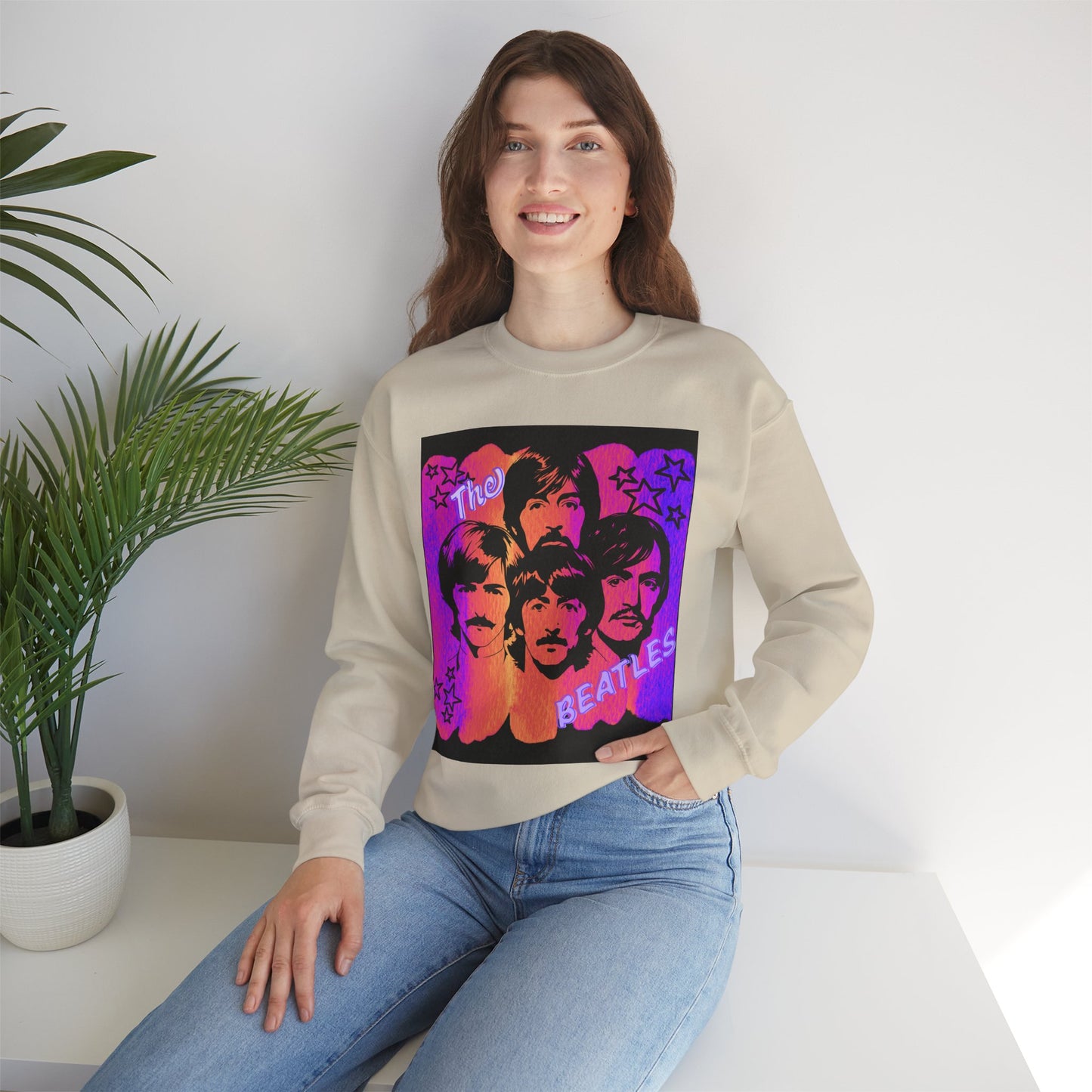 Retro Beatles inspired Crewneck Sweatshirt, Unisex Sweatshirt, Music Lover Gift, 60s Vintage Style, Cozy Casual Wear
