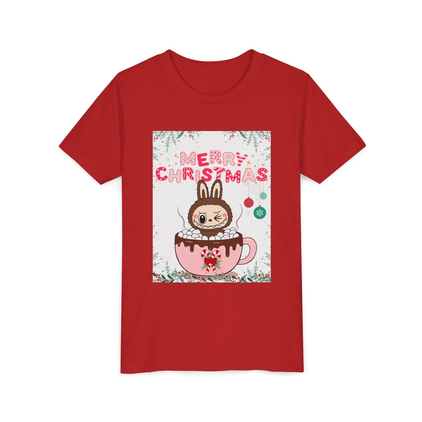 Christmas Bunny Youth Tee, Merry Christmas Shirt, Cute Holiday T-Shirt, Kids Christmas Apparel, Festive Youth Shirt