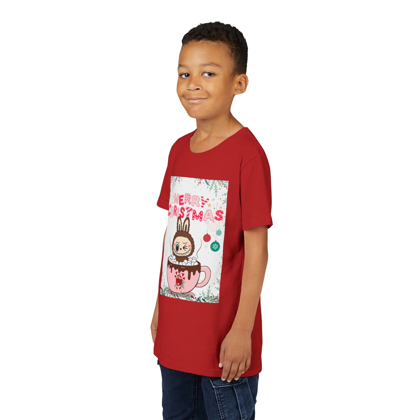 Christmas Bunny Youth Tee, Merry Christmas Shirt, Cute Holiday T-Shirt, Kids Christmas Apparel, Festive Youth Shirt