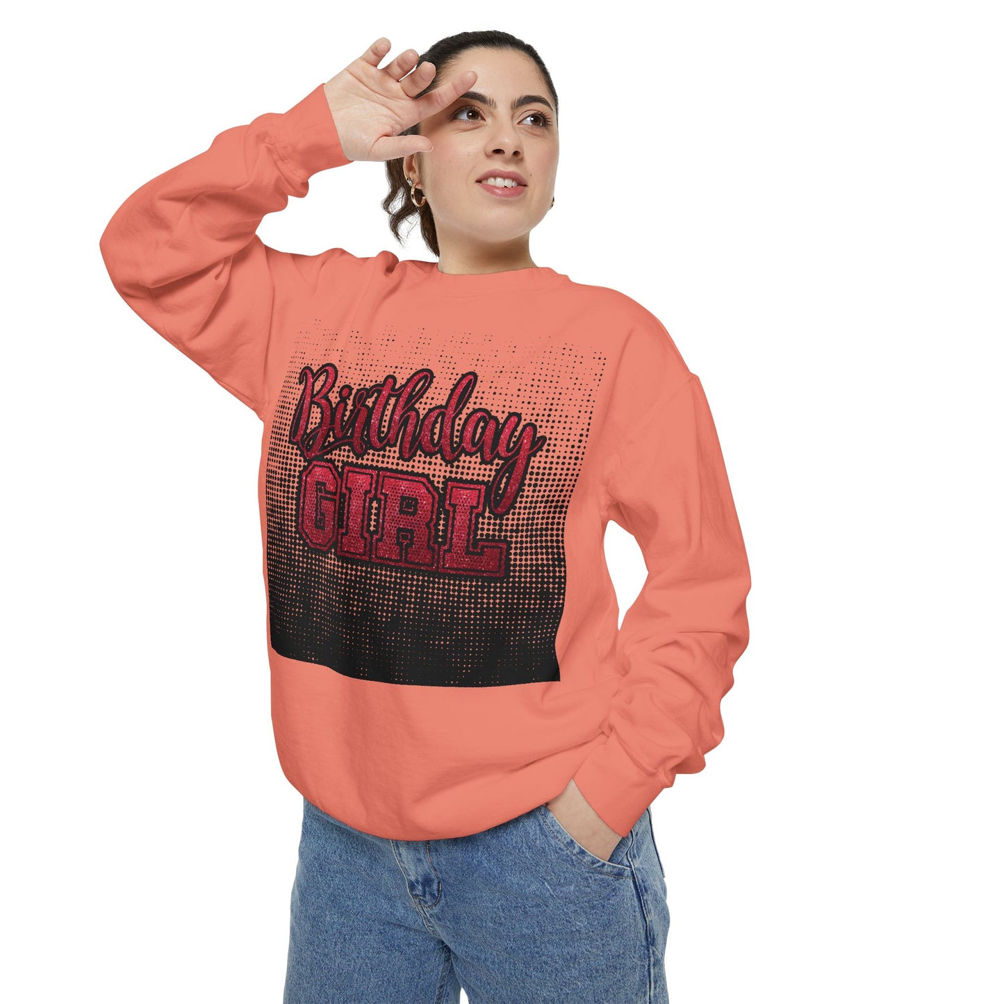 Birthday Girl Sweatshirt, Unisex Garment-Dyed Crewneck, Cozy Gift for Her, Celebration Apparel, Fun Birthday Outfit