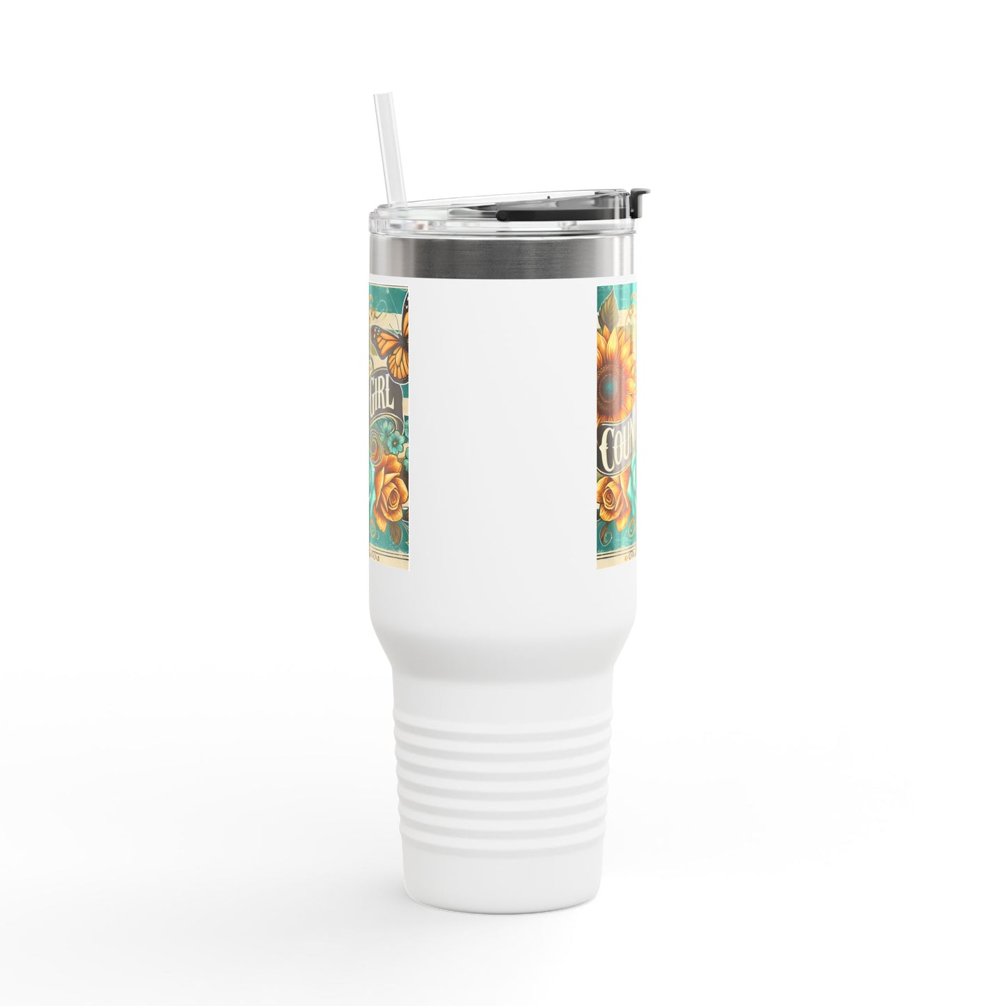Country Girl Insulated Travel Mug, Perfect for Coffee Lovers, Floral Design, Road Trips, Gifts for Her, Summer Picnics