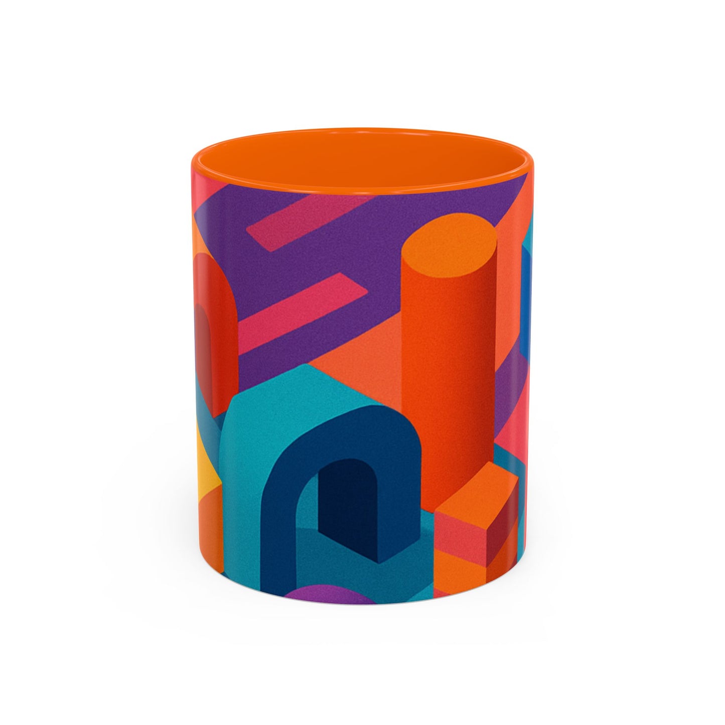 Vibrant Geometric Accent Coffee Mug, Colorful Ceramic Mug for Home or Office, Unique Gift for Birthdays, Holidays, Art Lovers