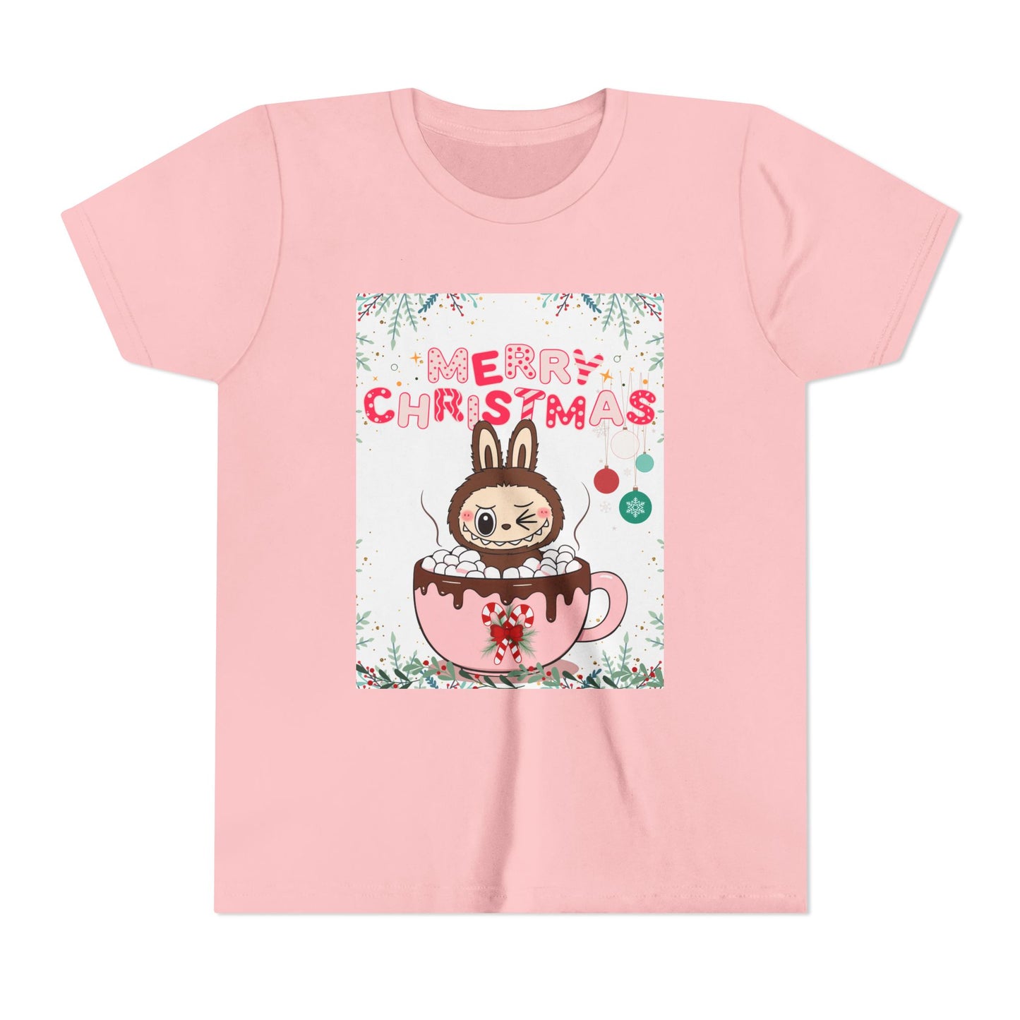 Christmas Bunny Youth Tee, Merry Christmas Shirt, Cute Holiday T-Shirt, Kids Christmas Apparel, Festive Youth Shirt