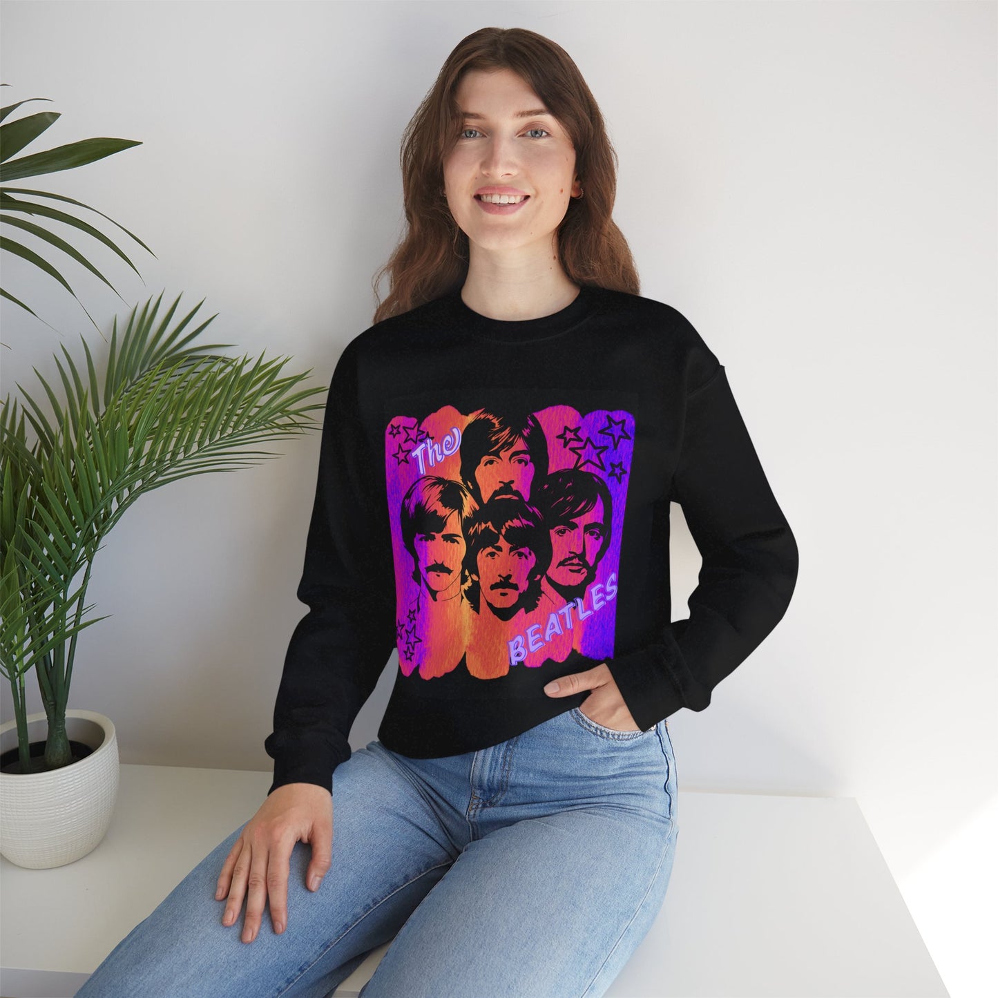 Retro Beatles inspired Crewneck Sweatshirt, Unisex Sweatshirt, Music Lover Gift, 60s Vintage Style, Cozy Casual Wear