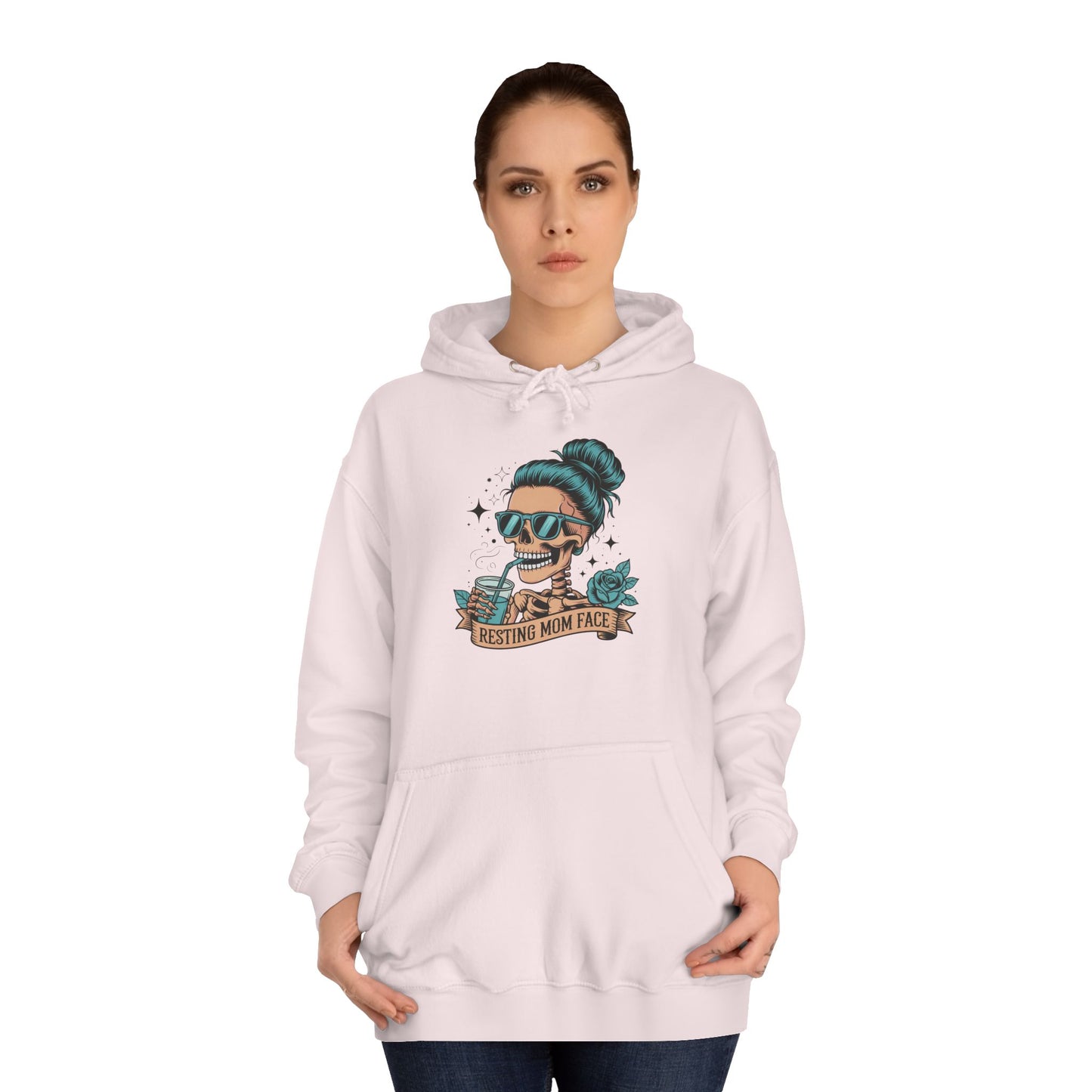Resting mom face Trendy College Hoodie - Perfect for Campus Style, Gift for Students, Cozy Winter Wear, Unisex Culture Apparel, College Spirit Wear