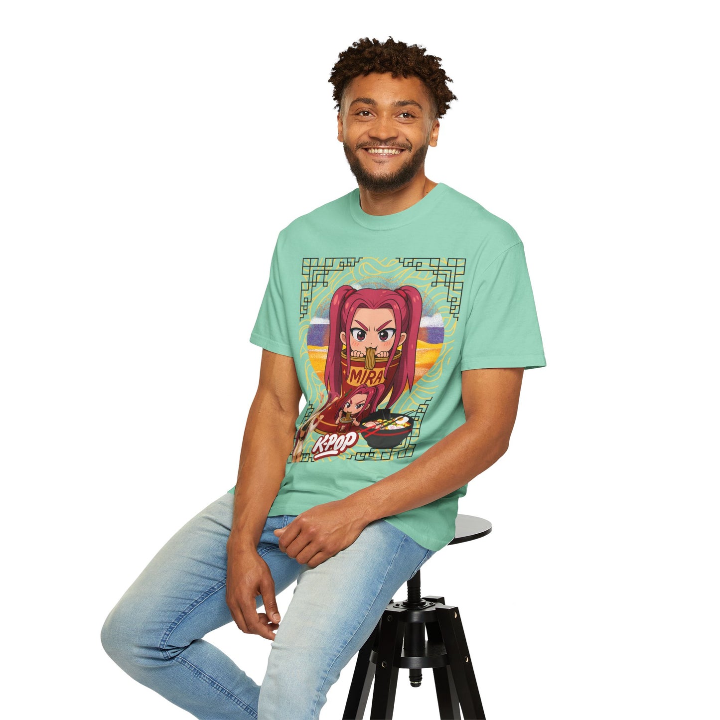 K-Pop Inspired Garment-Dyed T-Shirt, Trendy Streetwear, Anime Fan Apparel, Casual Wear, Gifts for Music Lovers