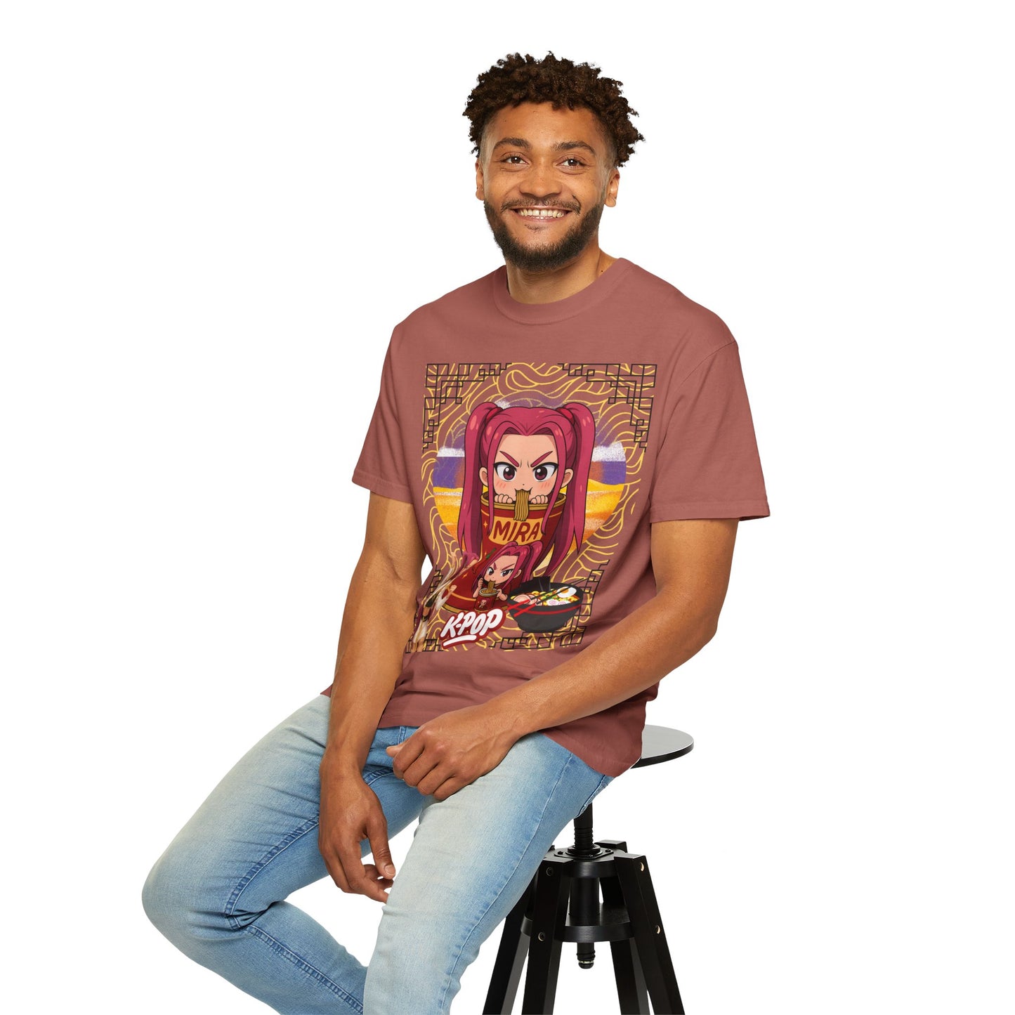 K-Pop Inspired Garment-Dyed T-Shirt, Trendy Streetwear, Anime Fan Apparel, Casual Wear, Gifts for Music Lovers
