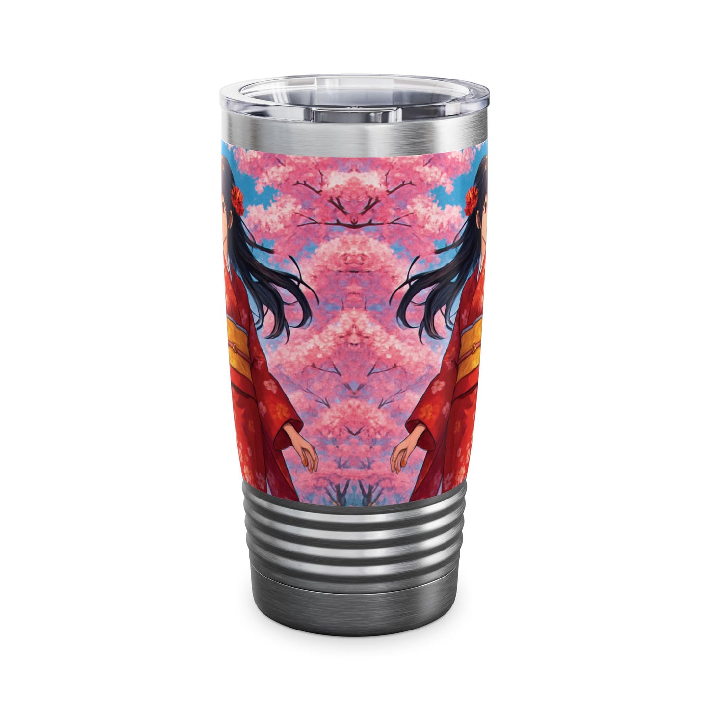 Cherry Blossom Ringneck Tumbler, 20oz | Stylish Travel Mug for Tea Lovers, Sakura Decor, Gift for Her, Cosplay Accessory, Japanese Culture