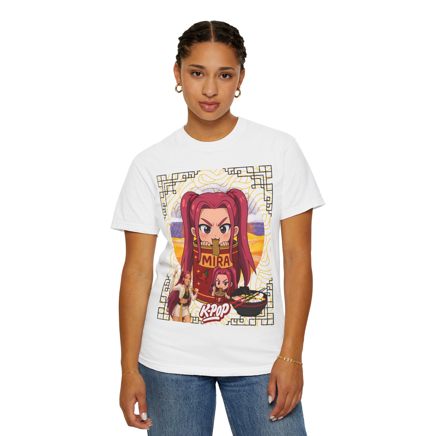 K-Pop Inspired Garment-Dyed T-Shirt, Trendy Streetwear, Anime Fan Apparel, Casual Wear, Gifts for Music Lovers
