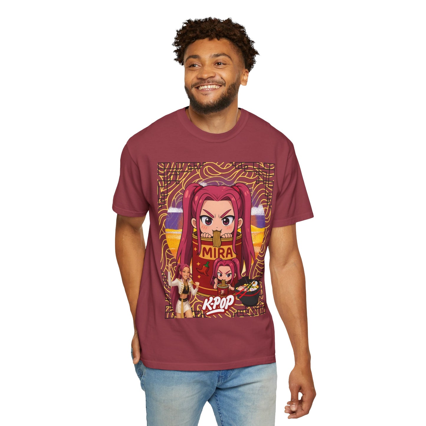 K-Pop Inspired Garment-Dyed T-Shirt, Trendy Streetwear, Anime Fan Apparel, Casual Wear, Gifts for Music Lovers