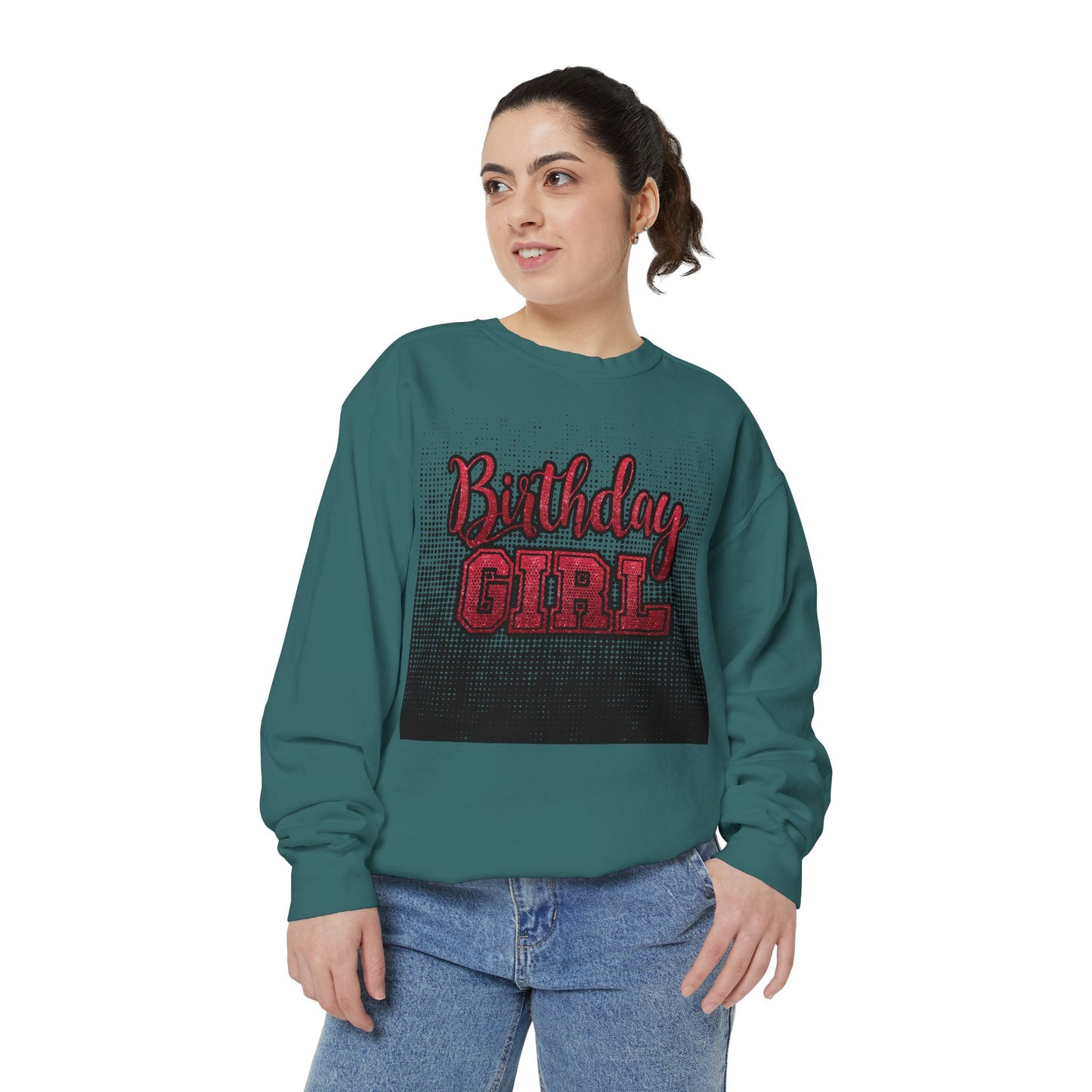 Birthday Girl Sweatshirt, Unisex Garment-Dyed Crewneck, Cozy Gift for Her, Celebration Apparel, Fun Birthday Outfit