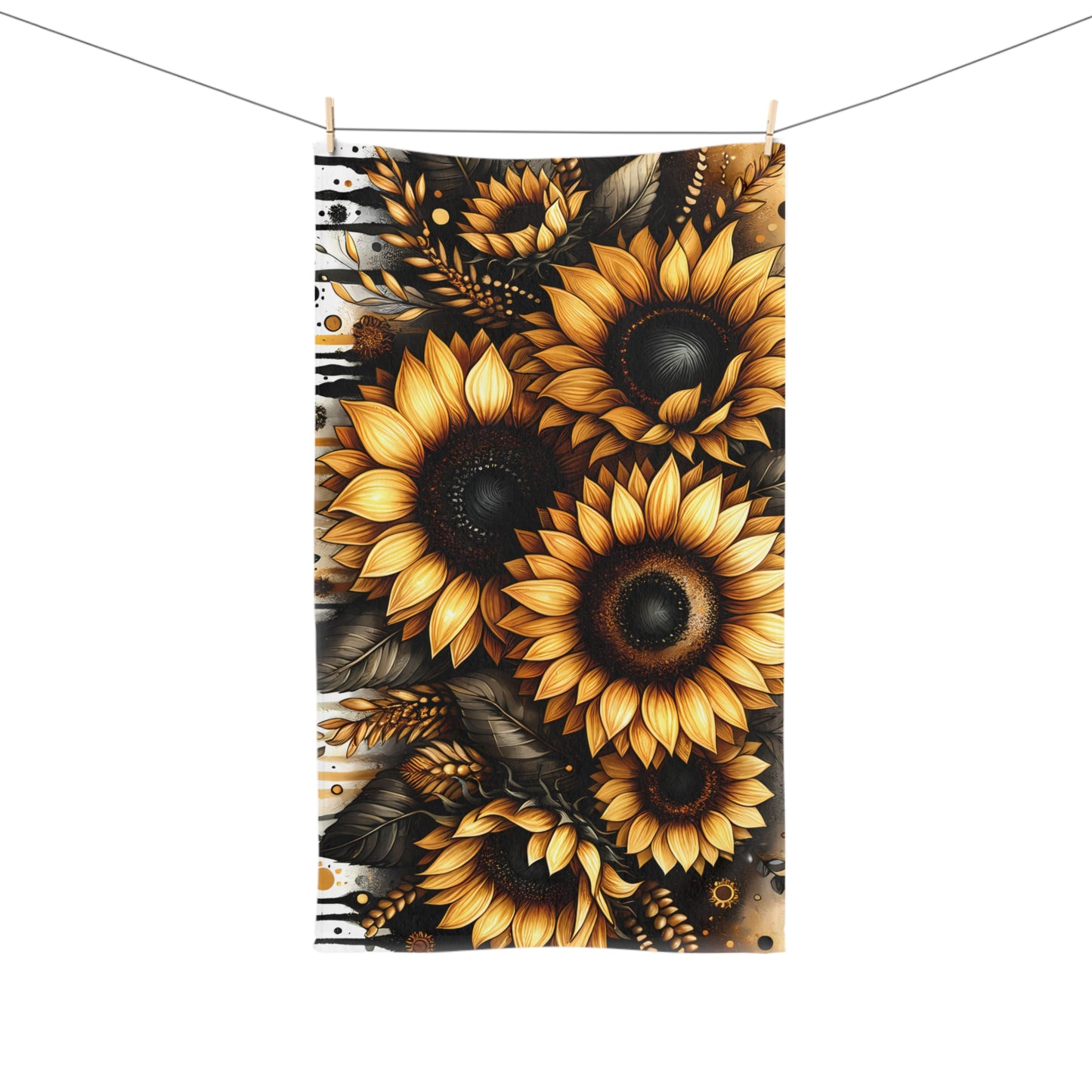 Sunflower Hand Towel: Elegant Kitchen Decor, Perfect Gift for Sunflower Lovers, Summer Home Accent, Wedding, Housewarming, Rustic Style