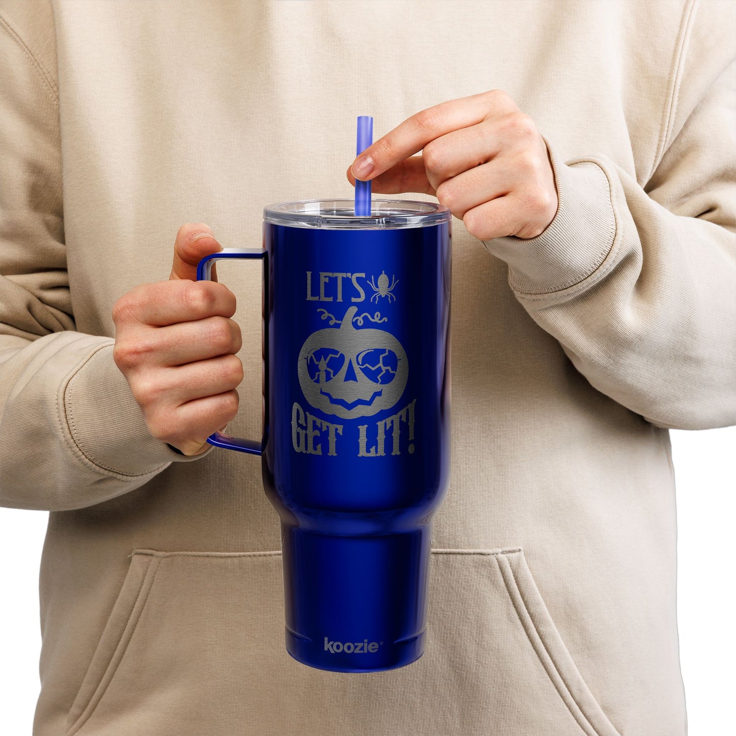 Personalized Insulated Tumbler with Lid, 40oz - Perfect for Parties, Gifts, Travel, Halloween, Get Lit Design
