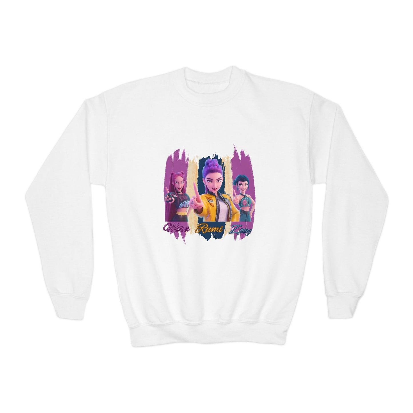 Vibrant Youth Crewneck Sweatshirt with Colorful Designs, Cozy Pullover for Kids, Unisex Sweatshirt, Great for Gifts, Cool Streetwear