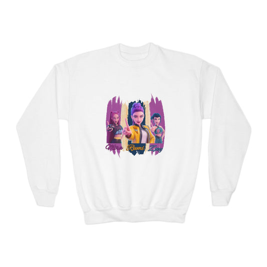 Vibrant Youth Crewneck Sweatshirt with Colorful Designs, Cozy Pullover for Kids, Unisex Sweatshirt, Great for Gifts, Cool Streetwear