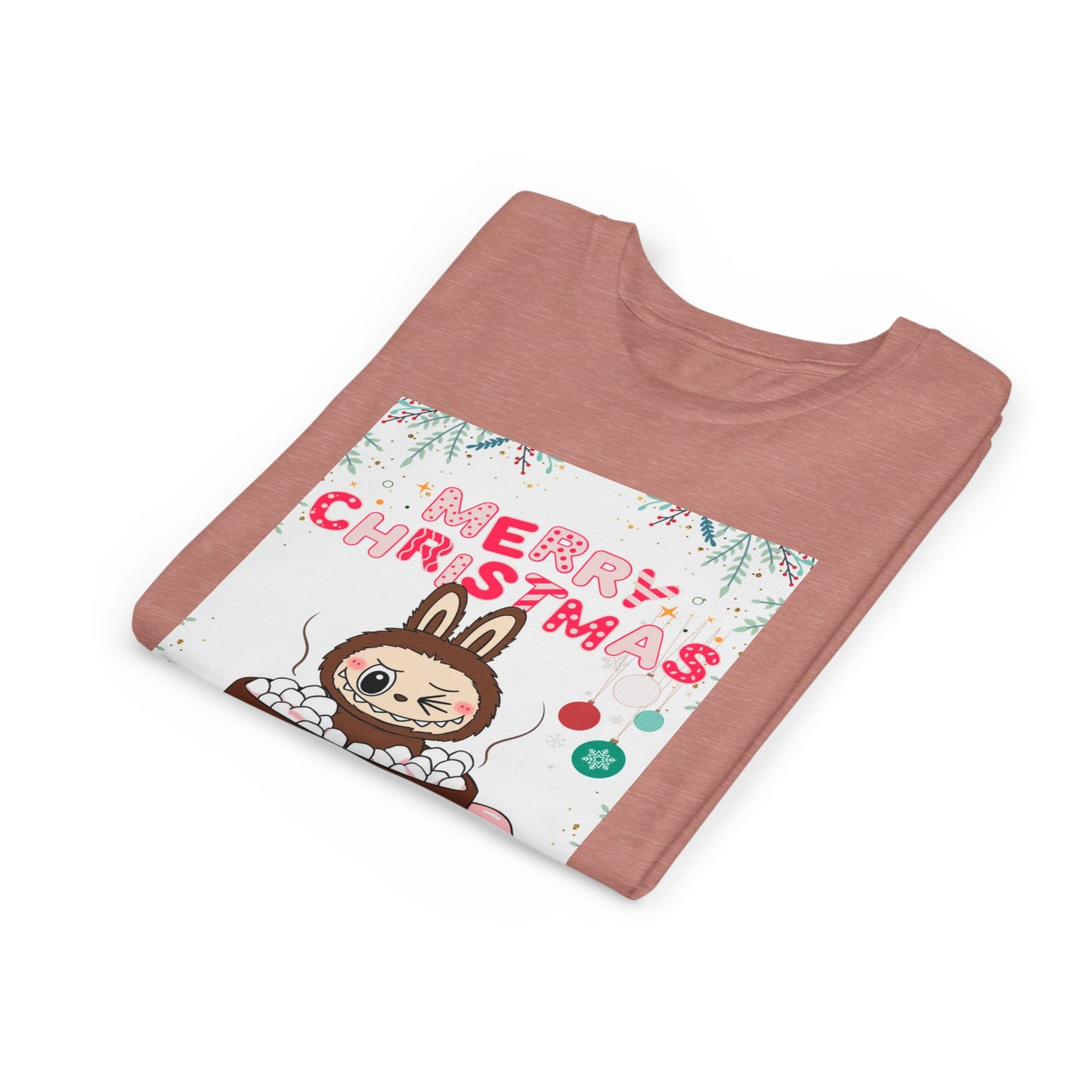 Christmas Bunny Youth Tee, Merry Christmas Shirt, Cute Holiday T-Shirt, Kids Christmas Apparel, Festive Youth Shirt