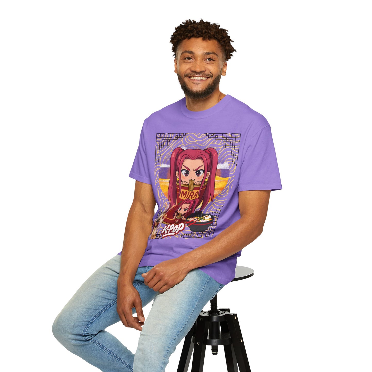 K-Pop Inspired Garment-Dyed T-Shirt, Trendy Streetwear, Anime Fan Apparel, Casual Wear, Gifts for Music Lovers
