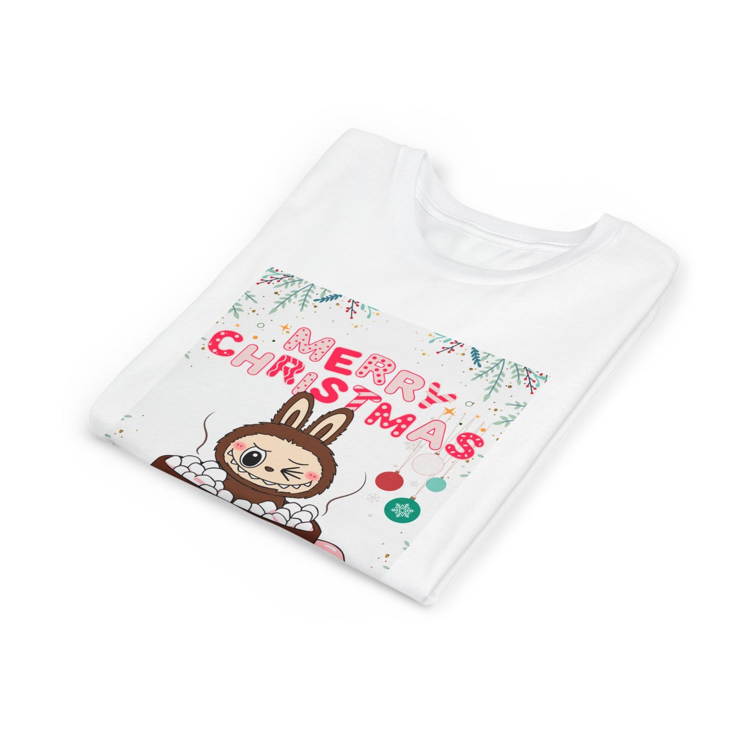 Christmas Bunny Youth Tee, Merry Christmas Shirt, Cute Holiday T-Shirt, Kids Christmas Apparel, Festive Youth Shirt