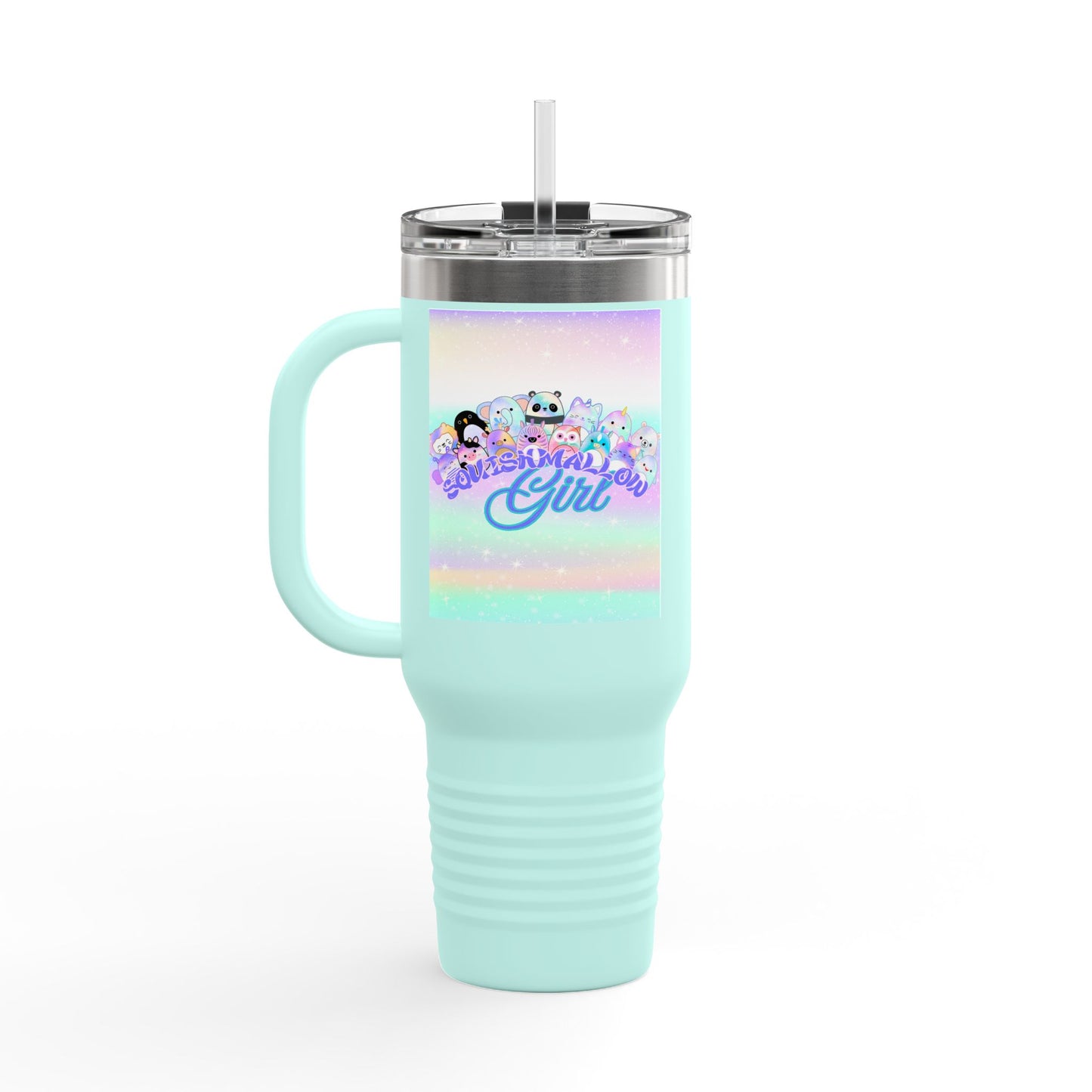 Magical Girl Insulated Travel Mug, 40oz - Perfect for Coffee Lovers, Birthday Gift, Rainbow Vibes, Cute Character Design, Adventure Mug