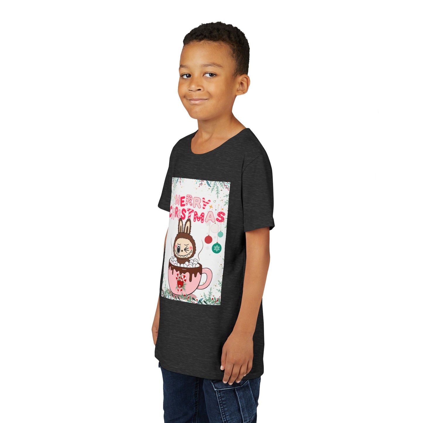 Christmas Bunny Youth Tee, Merry Christmas Shirt, Cute Holiday T-Shirt, Kids Christmas Apparel, Festive Youth Shirt