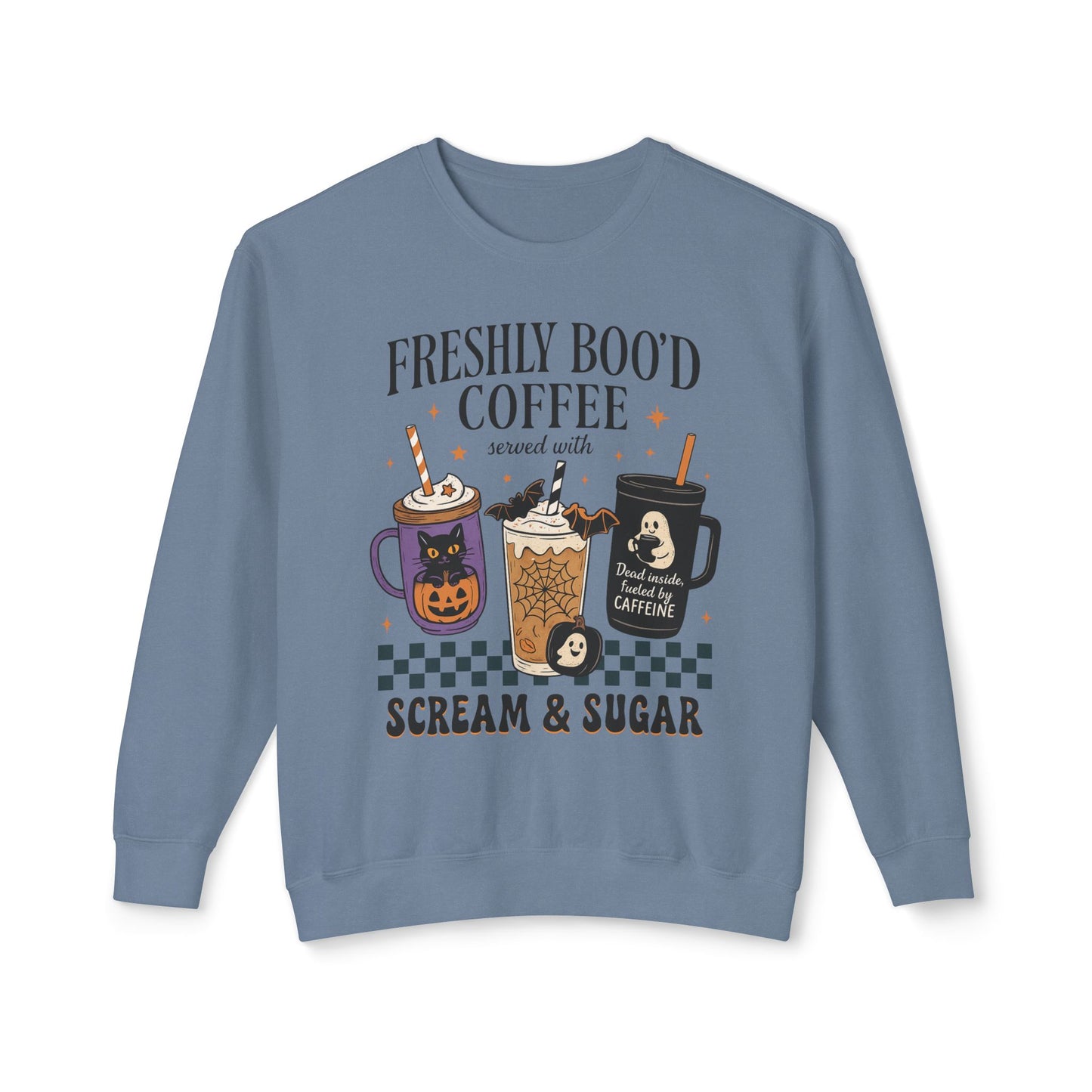 Halloween Coffee Sweatshirt, Unisex Halloween Crewneck, Scream & Sugar Sweater, Gift for Coffee Lovers, Fall Fashion