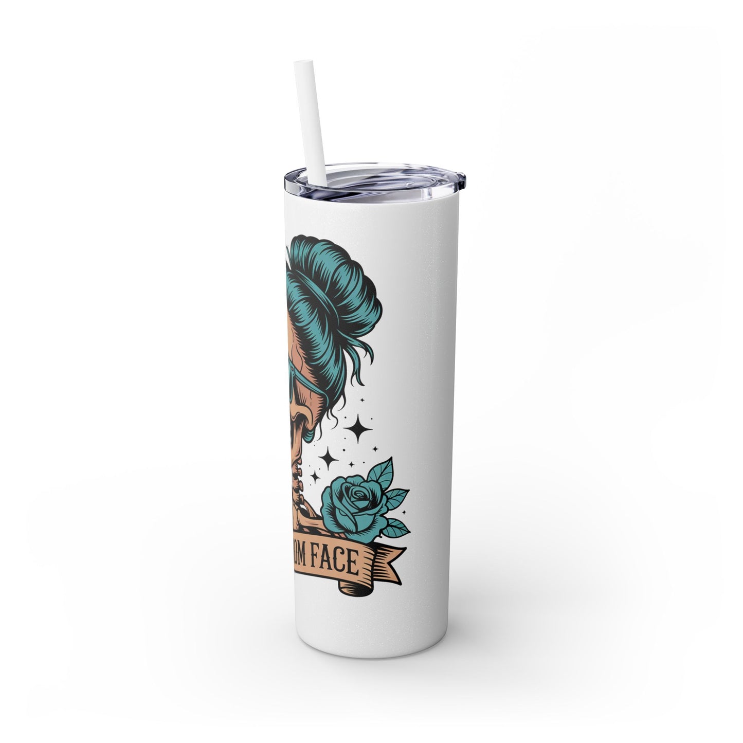 Funny Skull Mom Tumbler, Cool Gift for Moms, 20oz Skinny Cup, Unique Birthday Present, Trendy Drinkware for Halloween