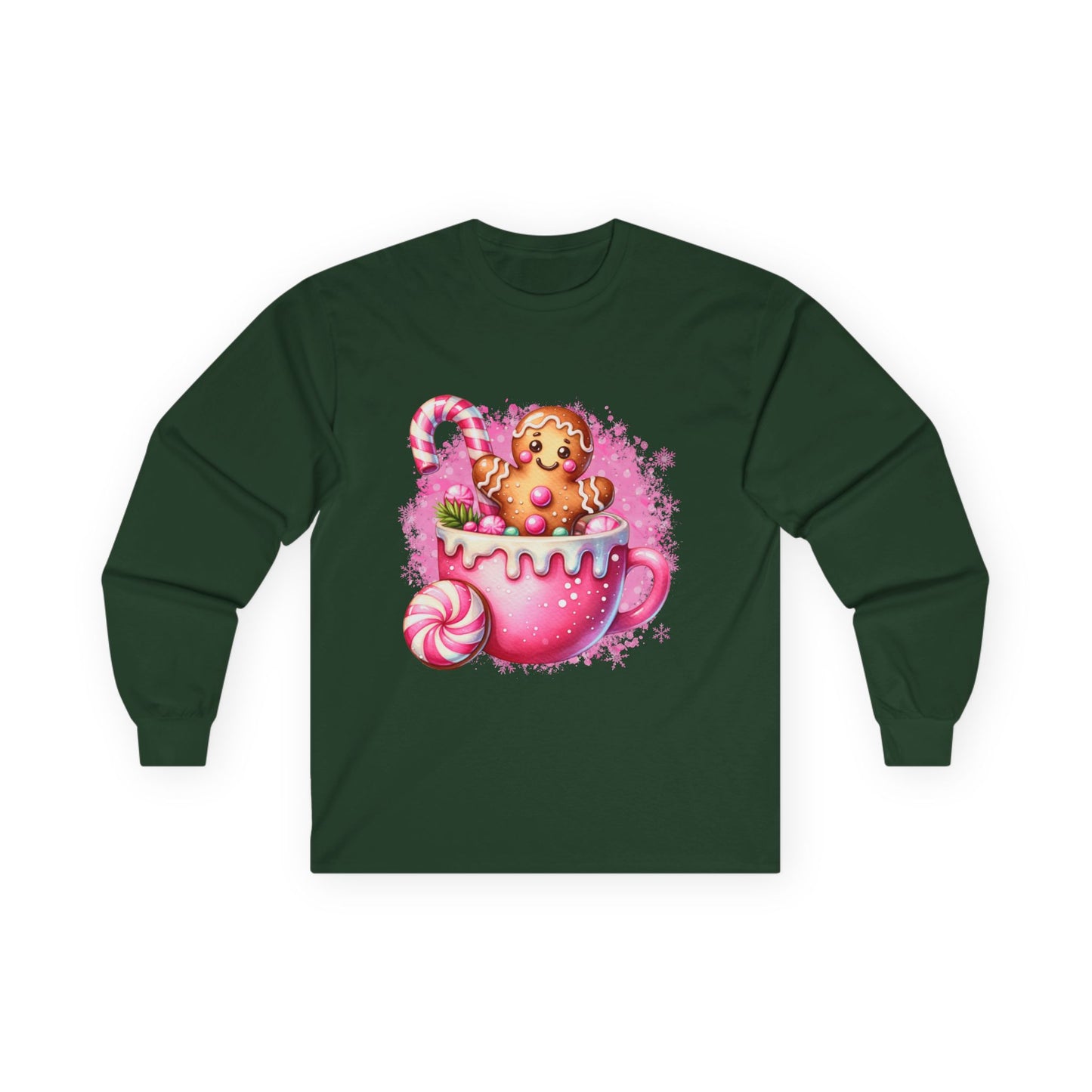 Gingerbread Hot Cocoa Long Sleeve Tee, Holiday T-shirt, Christmas Sweatshirt, Winter Apparel, Gift for Her