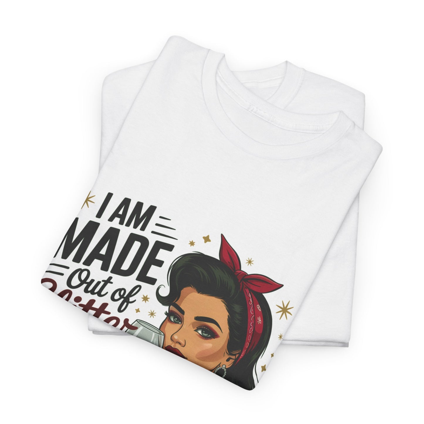 Glitter Wine & Anxiety Tee, Fun Unisex Cotton T-Shirt, Casual Gift for Wine Lovers, Relaxed Fit for Parties, Statement Top