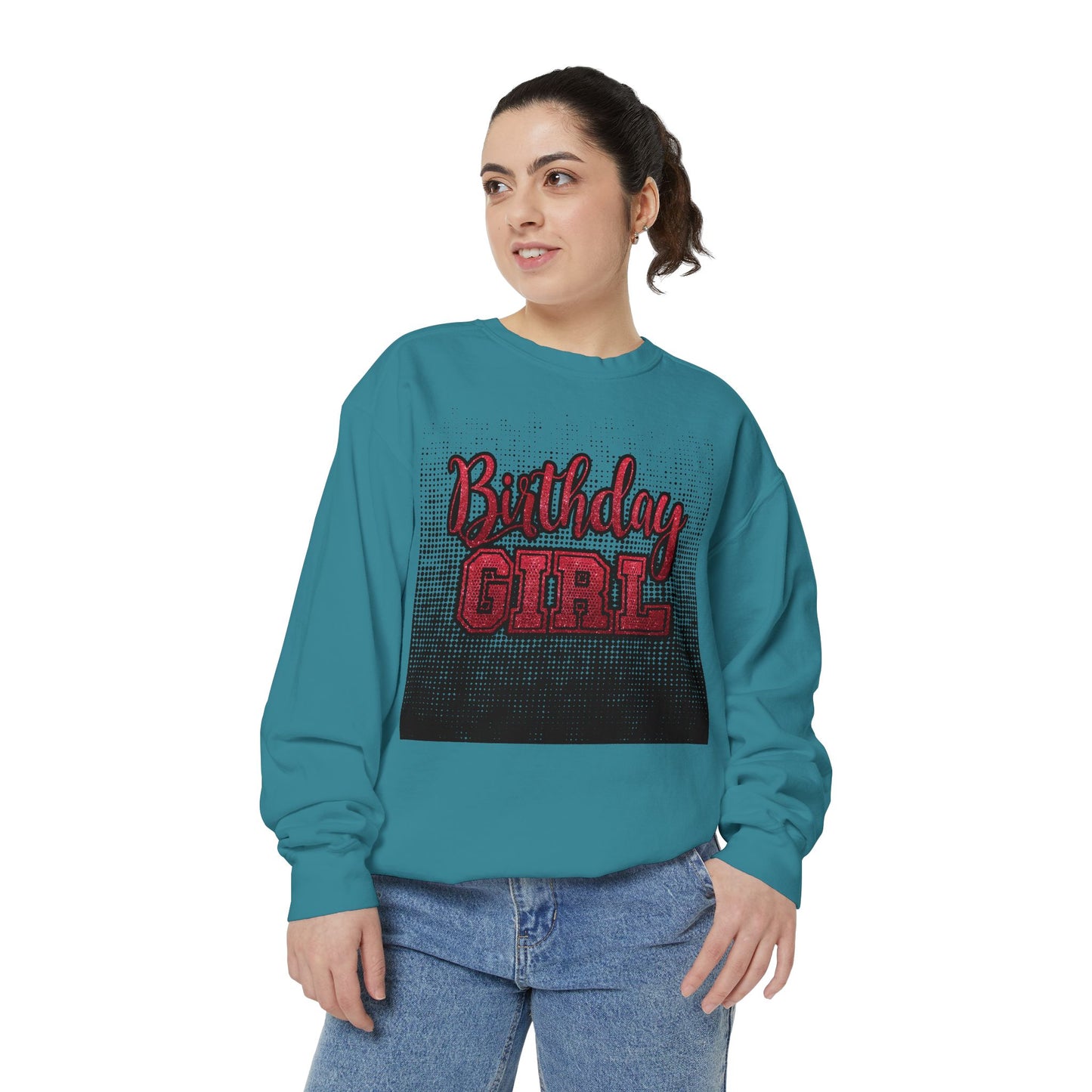 Birthday Girl Sweatshirt, Unisex Garment-Dyed Crewneck, Cozy Gift for Her, Celebration Apparel, Fun Birthday Outfit