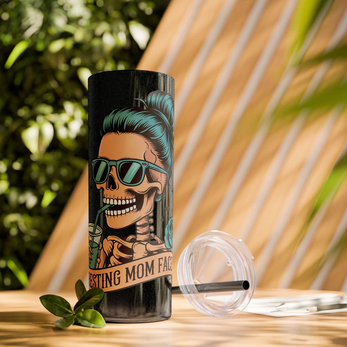 Funny Skull Mom Tumbler, Cool Gift for Moms, 20oz Skinny Cup, Unique Birthday Present, Trendy Drinkware for Halloween