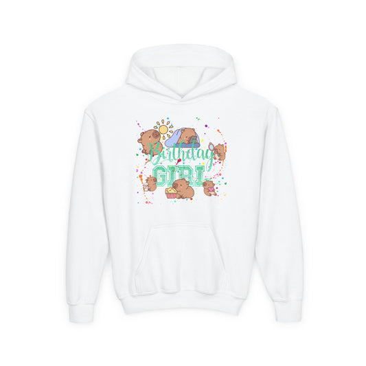 Cute Animal Girl Hoodie, Youth Sweatshirt for Girls, Fun Layer for Everyday, Birthday Gift, Cozy Winter Wear, Animal Lover Apparel