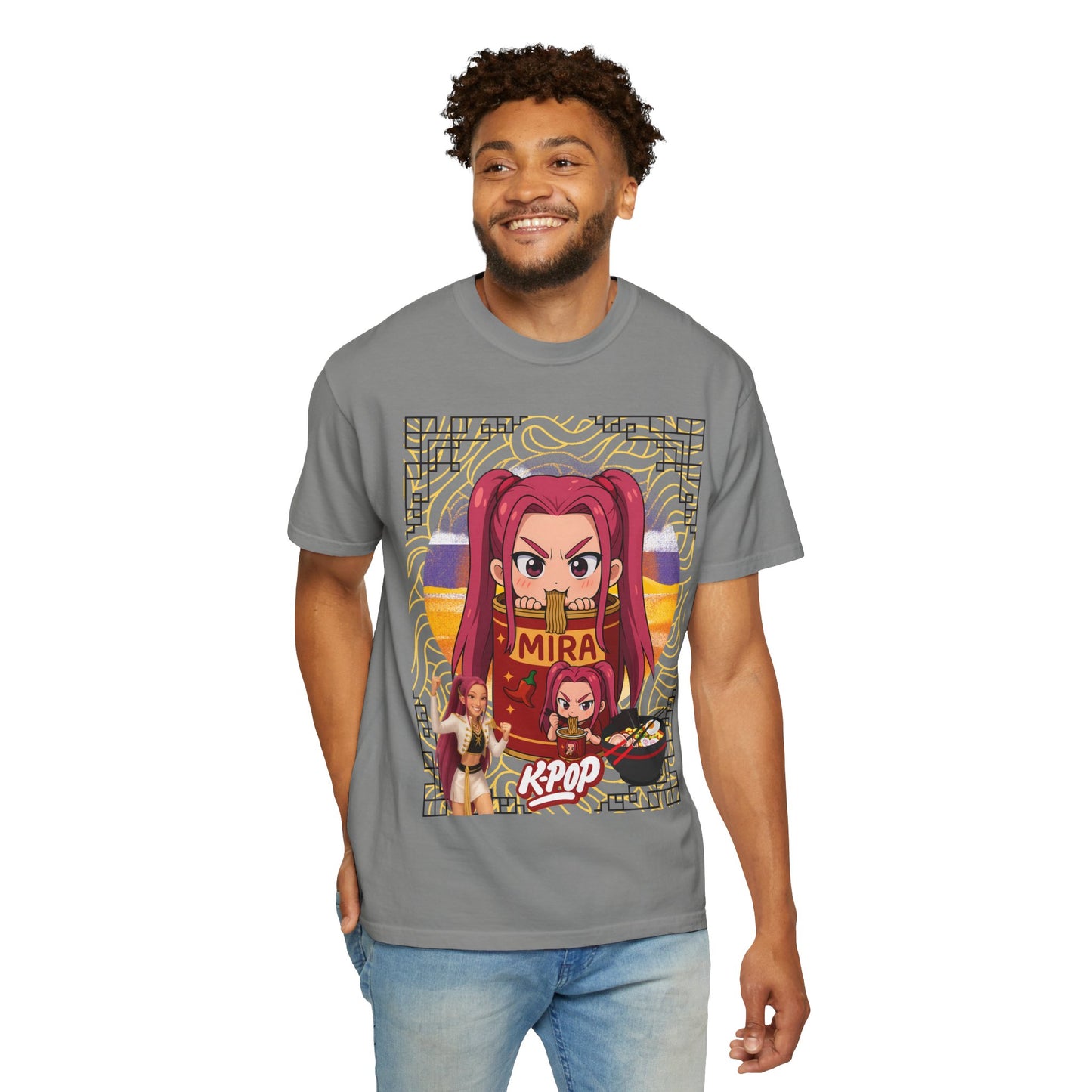 K-Pop Inspired Garment-Dyed T-Shirt, Trendy Streetwear, Anime Fan Apparel, Casual Wear, Gifts for Music Lovers