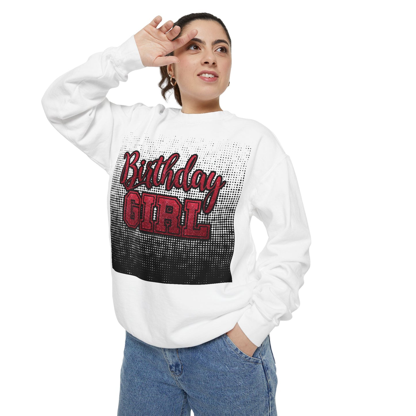 Birthday Girl Sweatshirt, Unisex Garment-Dyed Crewneck, Cozy Gift for Her, Celebration Apparel, Fun Birthday Outfit