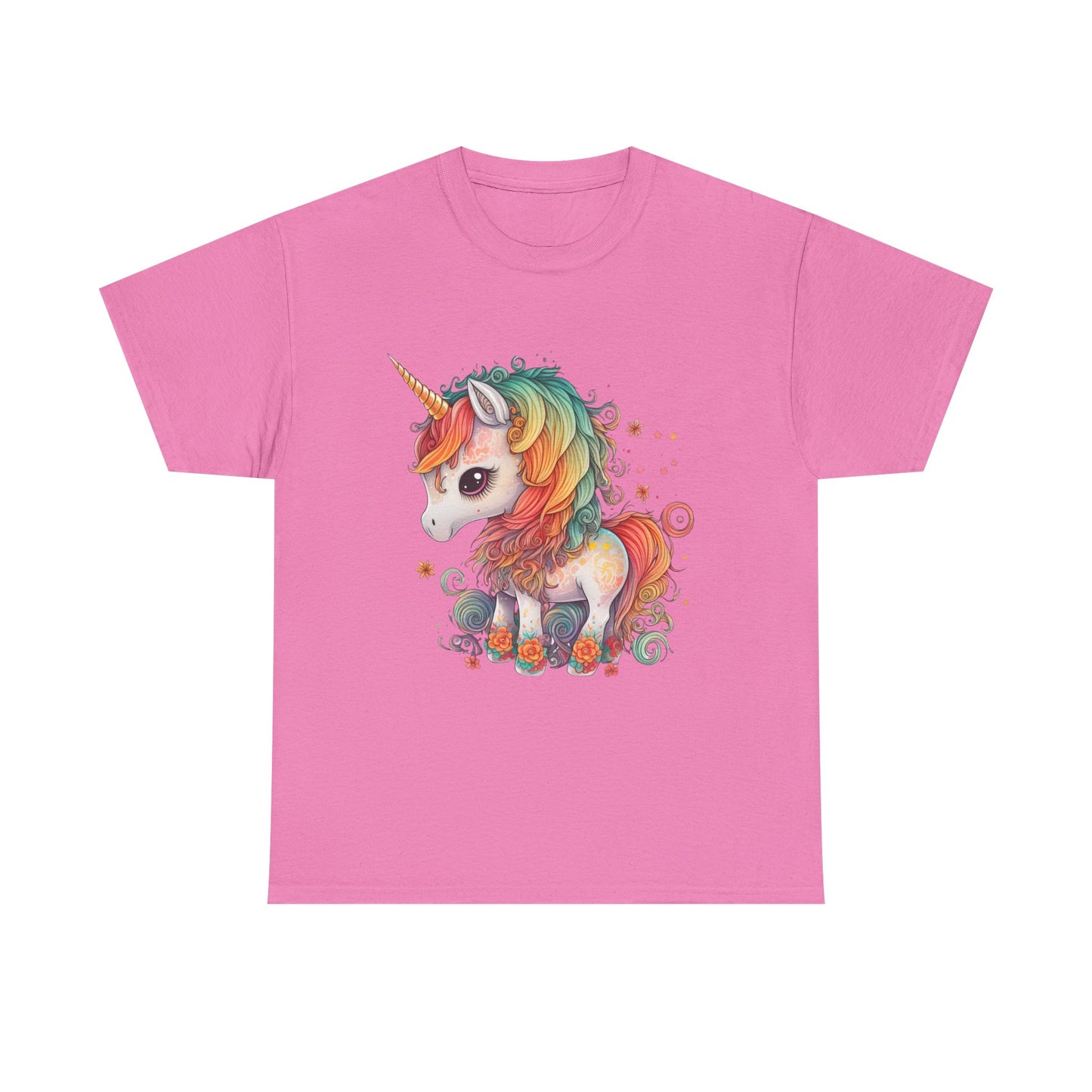Rainbow Unicorn Unisex Heavy Cotton Tee, Cute Graphic Tee, Magical Shirt, Gift for Teens, Fun Casual Wear