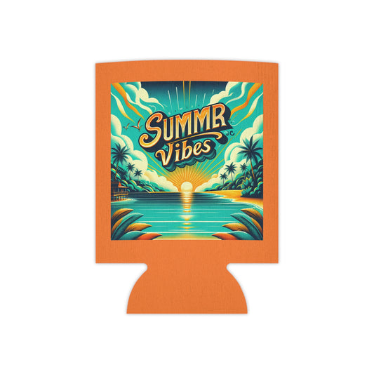 Summer Vibes Can Cooler - Tropical Beverage Holder, Beach Party Essential, Insulated Drink Sleeve, Fun Bar Accessory, Summer Gift