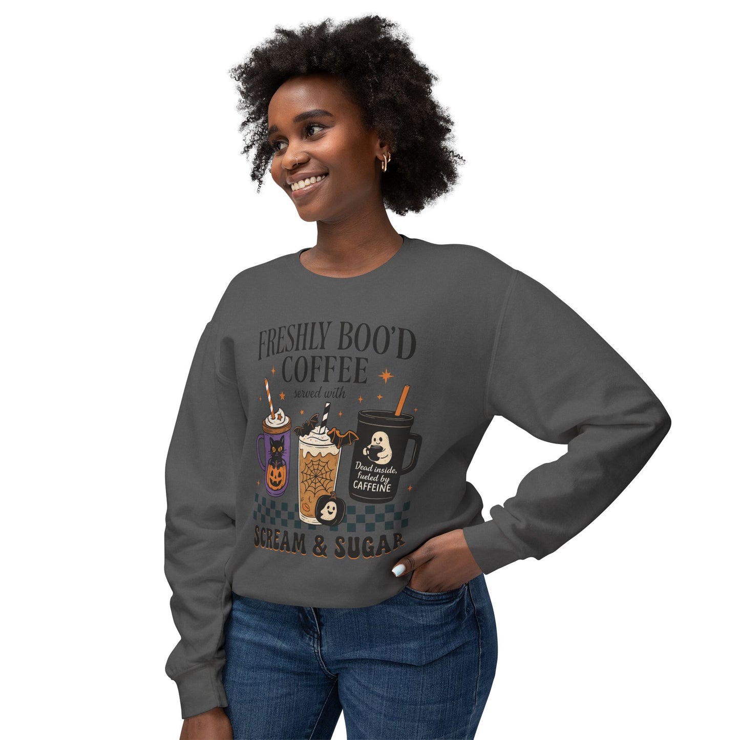 Halloween Coffee Sweatshirt, Unisex Halloween Crewneck, Scream & Sugar Sweater, Gift for Coffee Lovers, Fall Fashion